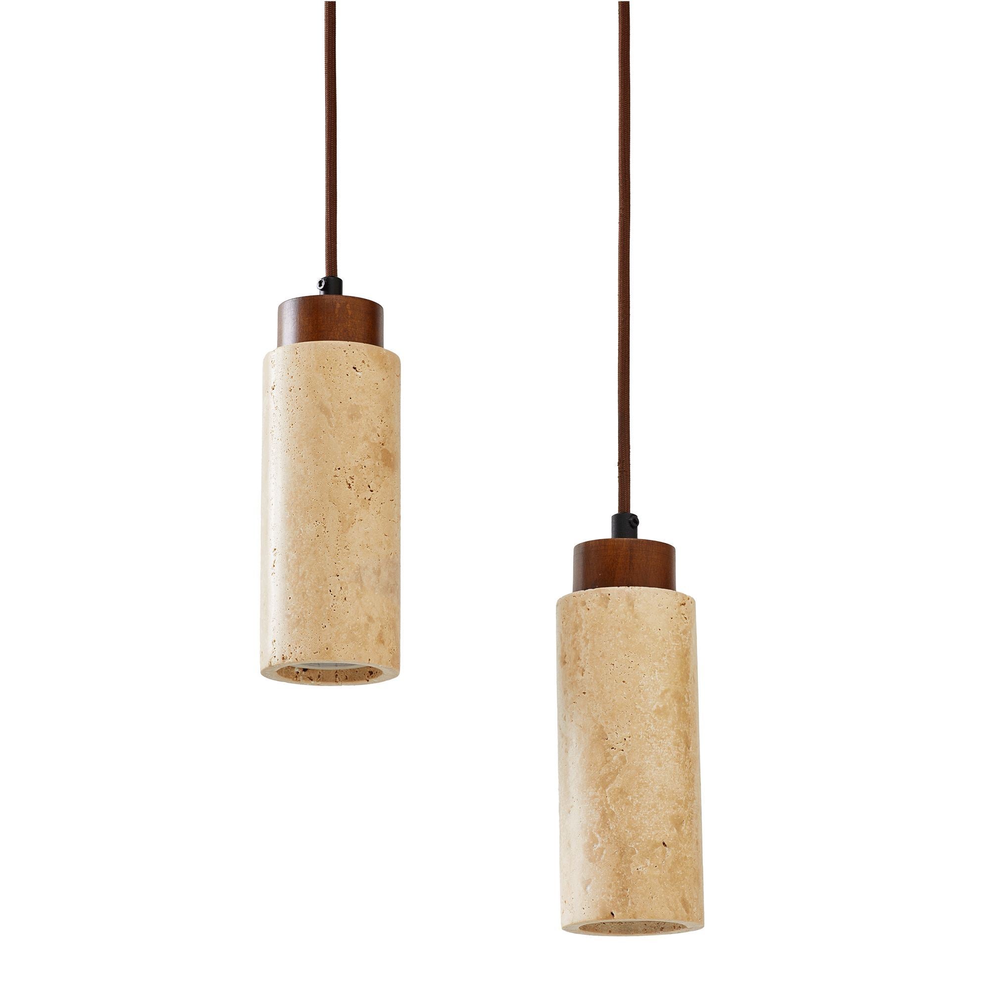 Candeeiro de Teto - 23 - 153 cm - Bege e Nogueira - Folha de Madeira e Metal