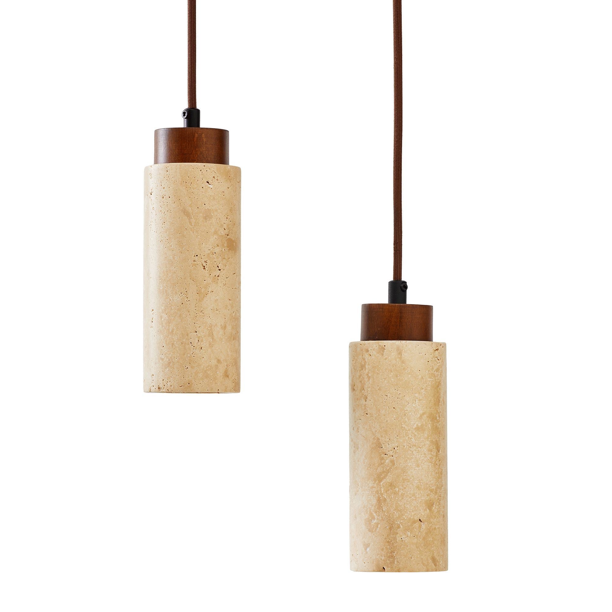 Candeeiro de Teto - 23 - 153 cm - Bege e Nogueira - Folha de Madeira e Metal