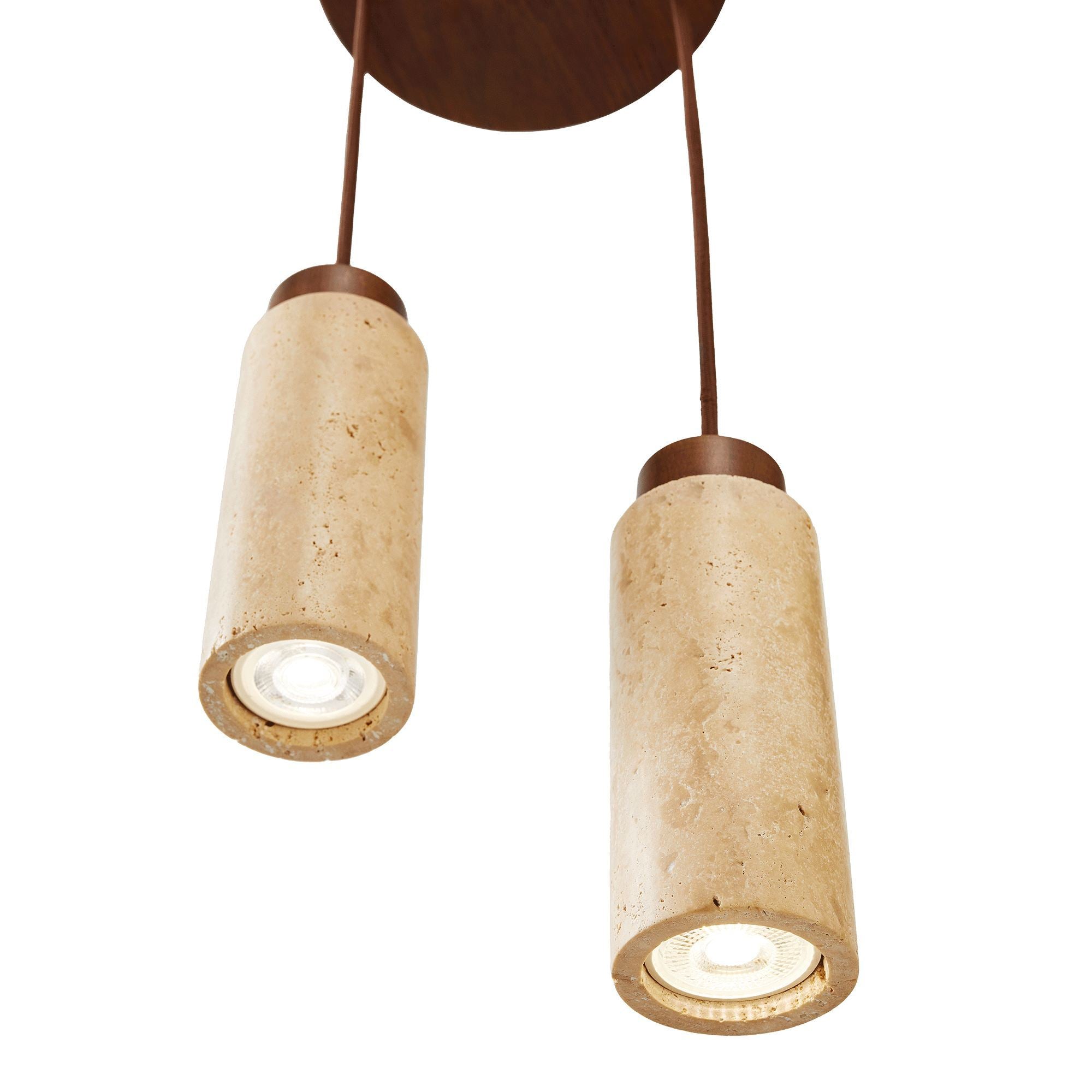 Candeeiro de Teto - 23 - 153 cm - Bege e Nogueira - Folha de Madeira e Metal