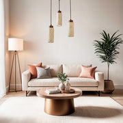 Candeeiro de Teto – 23-153 cm – Bege e Noz – Folha de Madeira e Metal