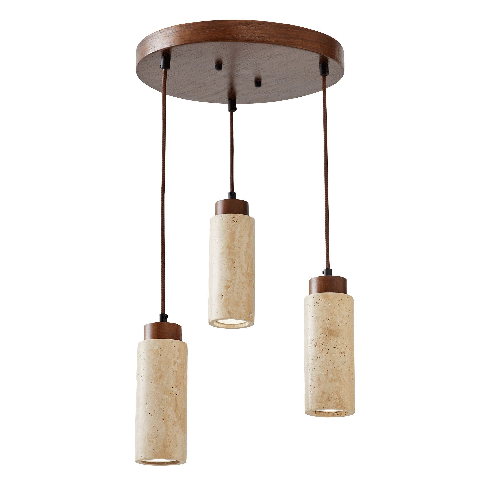 Candeeiro de Teto – 23-153 cm – Bege e Noz – Folha de Madeira e Metal