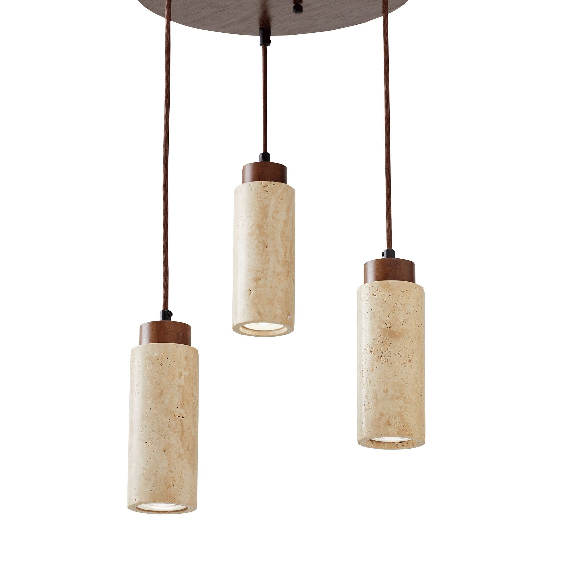 Candeeiro de Teto – 23-153 cm – Bege e Noz – Folha de Madeira e Metal