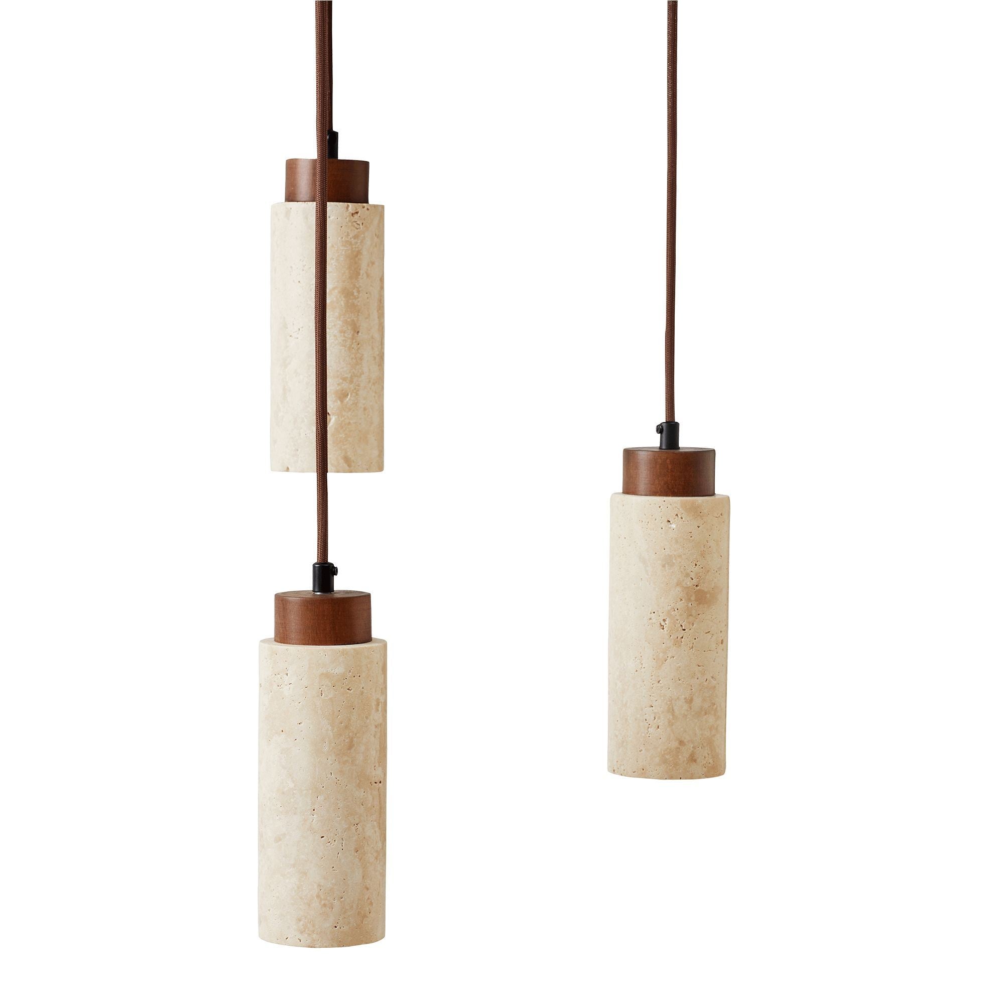 Candeeiro de Teto – 23-153 cm – Bege e Noz – Folha de Madeira e Metal