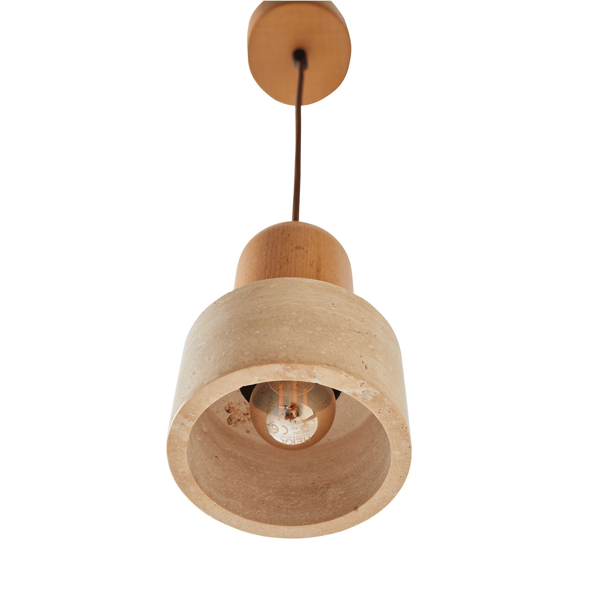 Candeeiro de Teto – 24-154 cm – Bege e Carvalho – Madeira