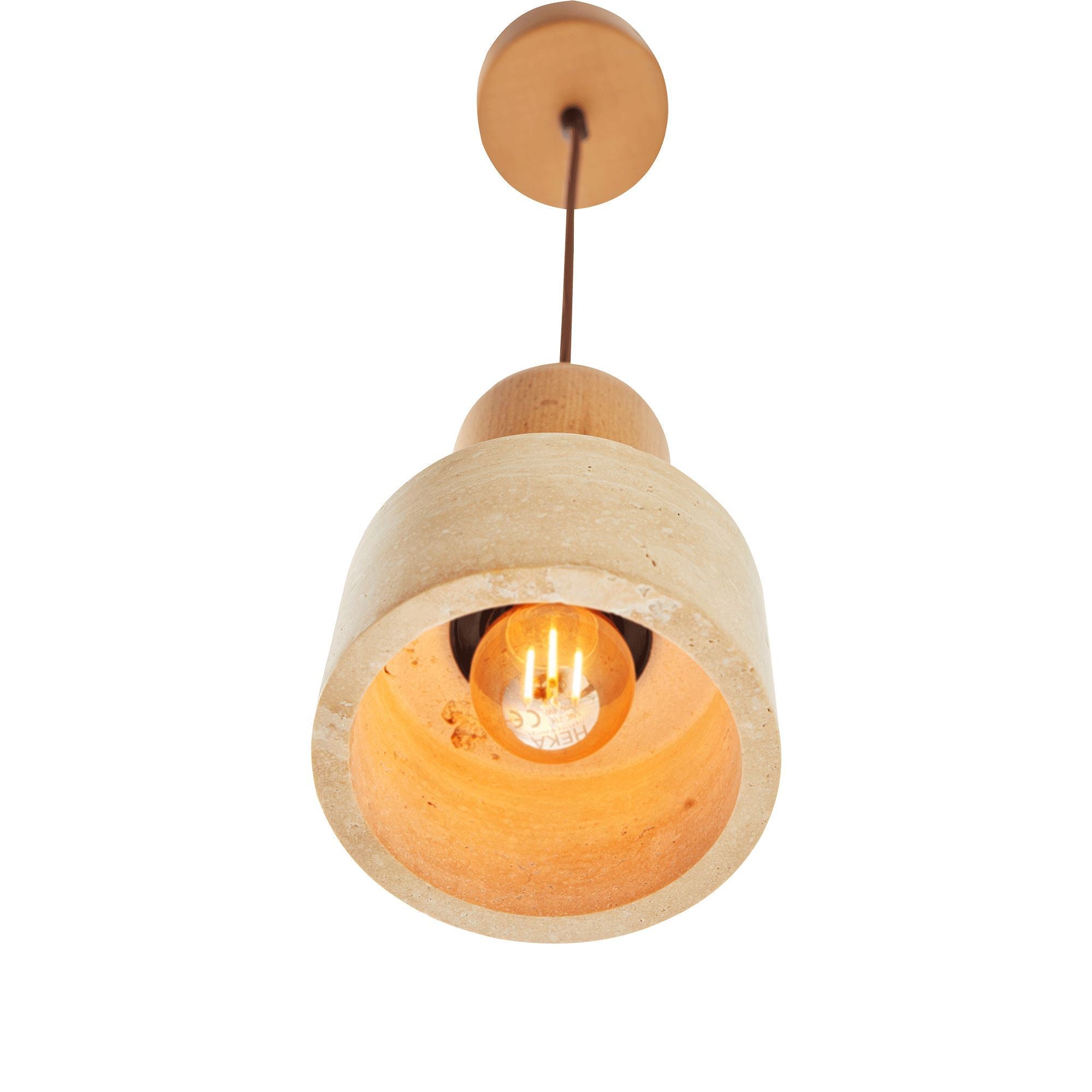 Candeeiro de Teto – 24-154 cm – Bege e Carvalho – Madeira