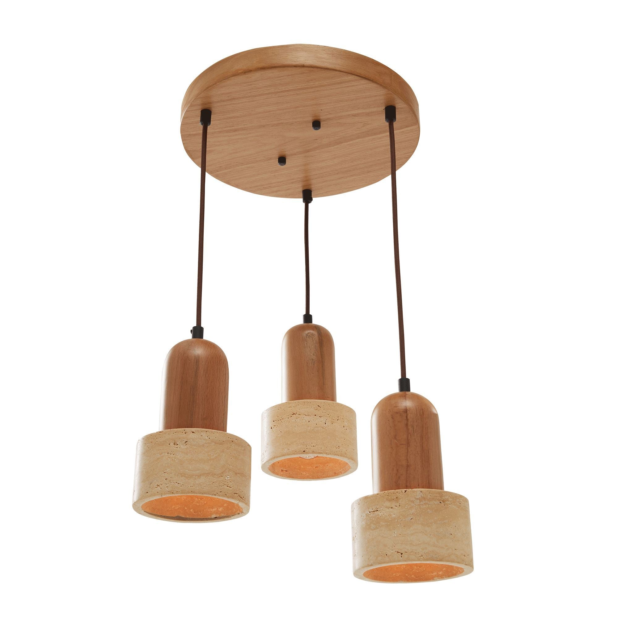 Candeeiro de Teto – 24 - 154 cm – Bege e Carvalho – Folha de Madeira e Metal