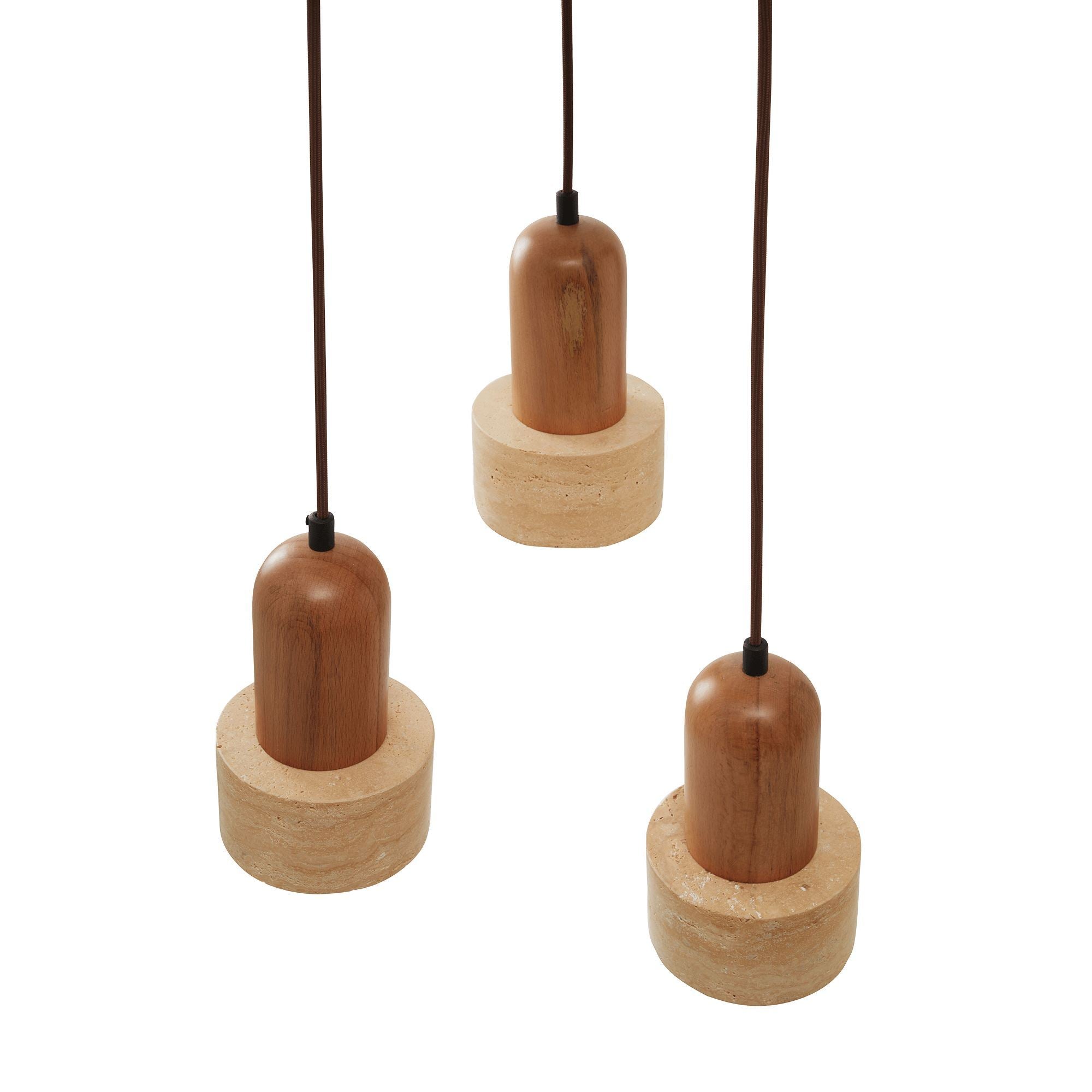 Candeeiro de Teto – 24 - 154 cm – Bege e Carvalho – Folha de Madeira e Metal