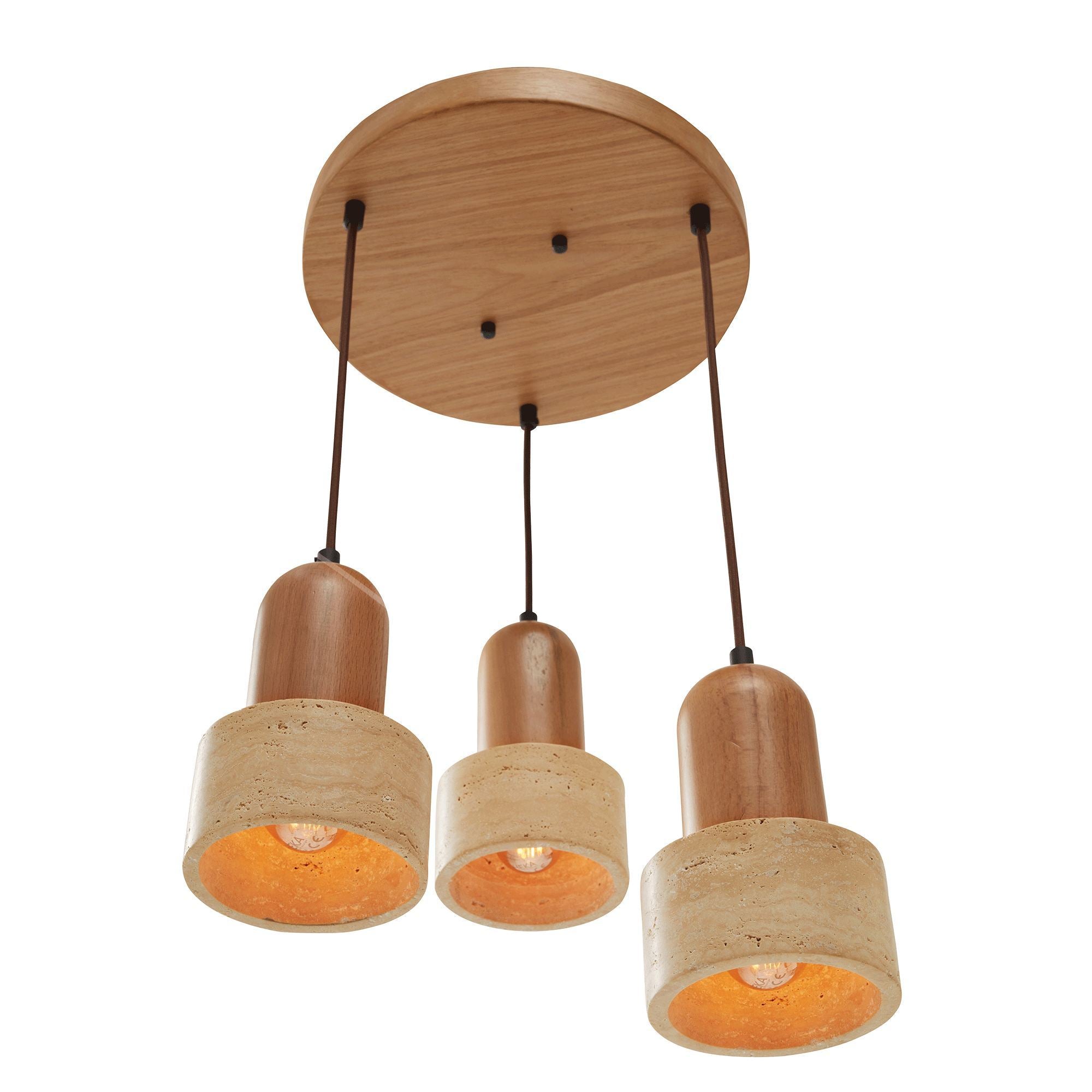 Candeeiro de Teto – 24 - 154 cm – Bege e Carvalho – Folha de Madeira e Metal