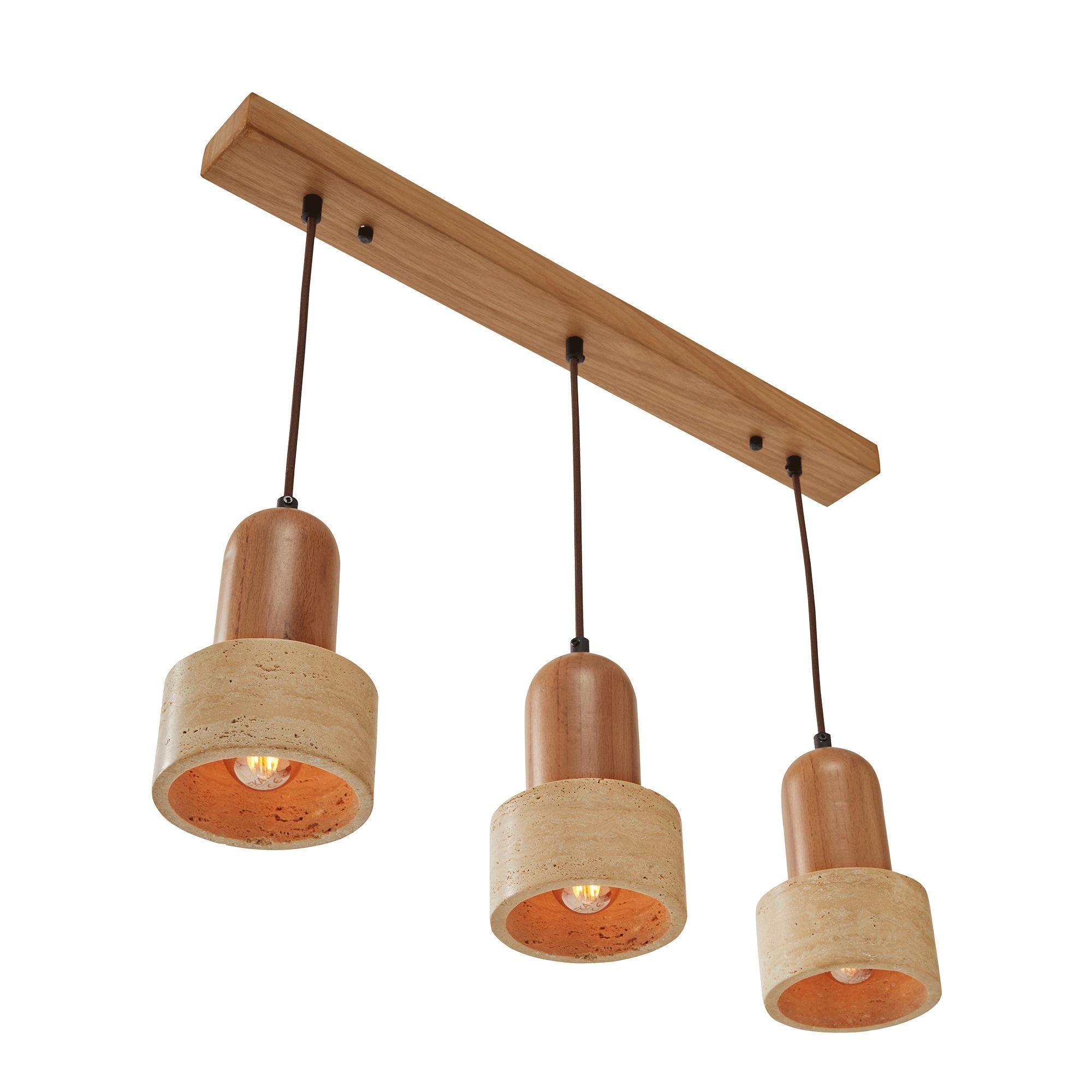 Candeeiro de Teto - 25 - 155 cm - Bege e Carvalho - Folha de Madeira, Metal