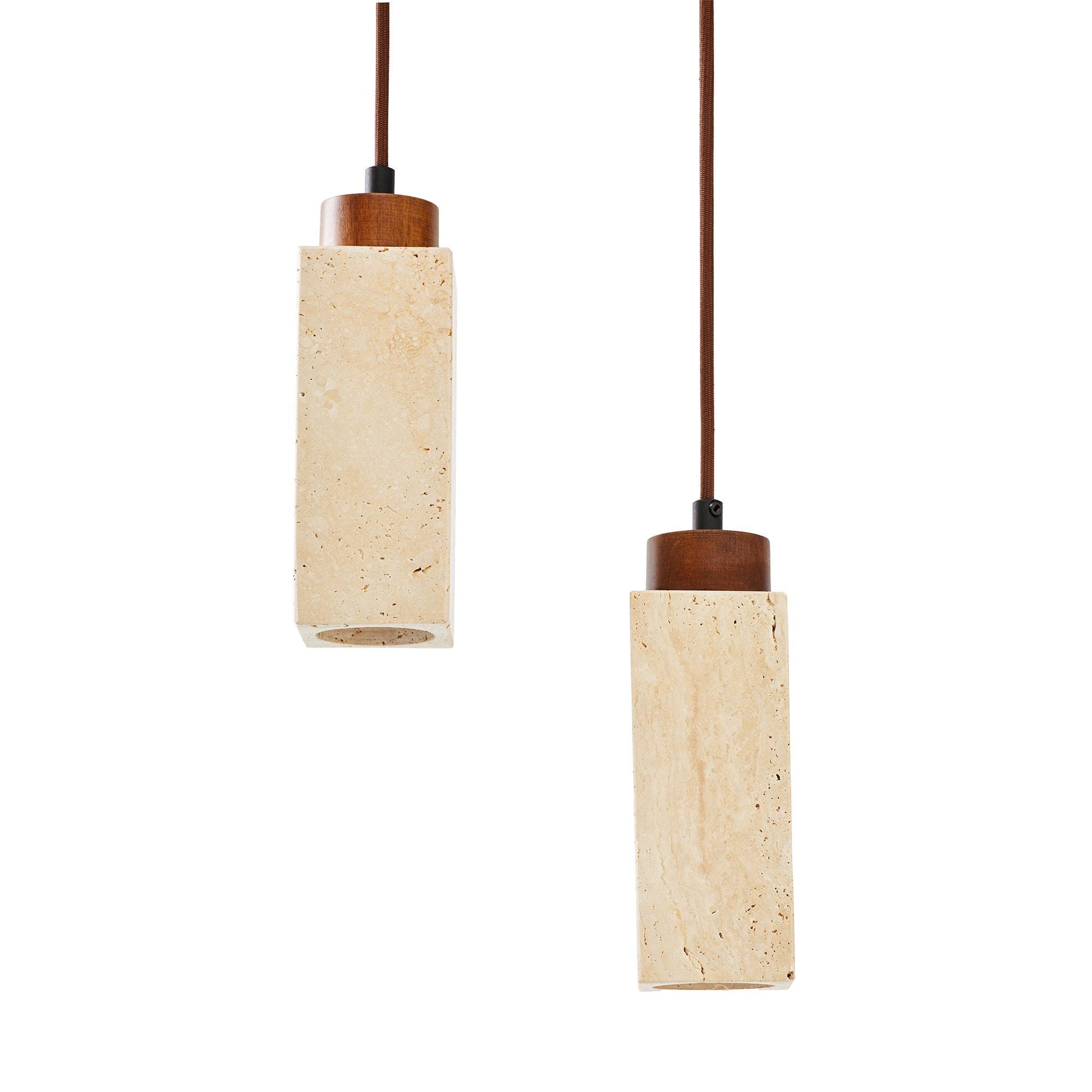 Candeeiro de Teto – 23-153 cm – Bege e Noz – Metal e Folheado de Madeira