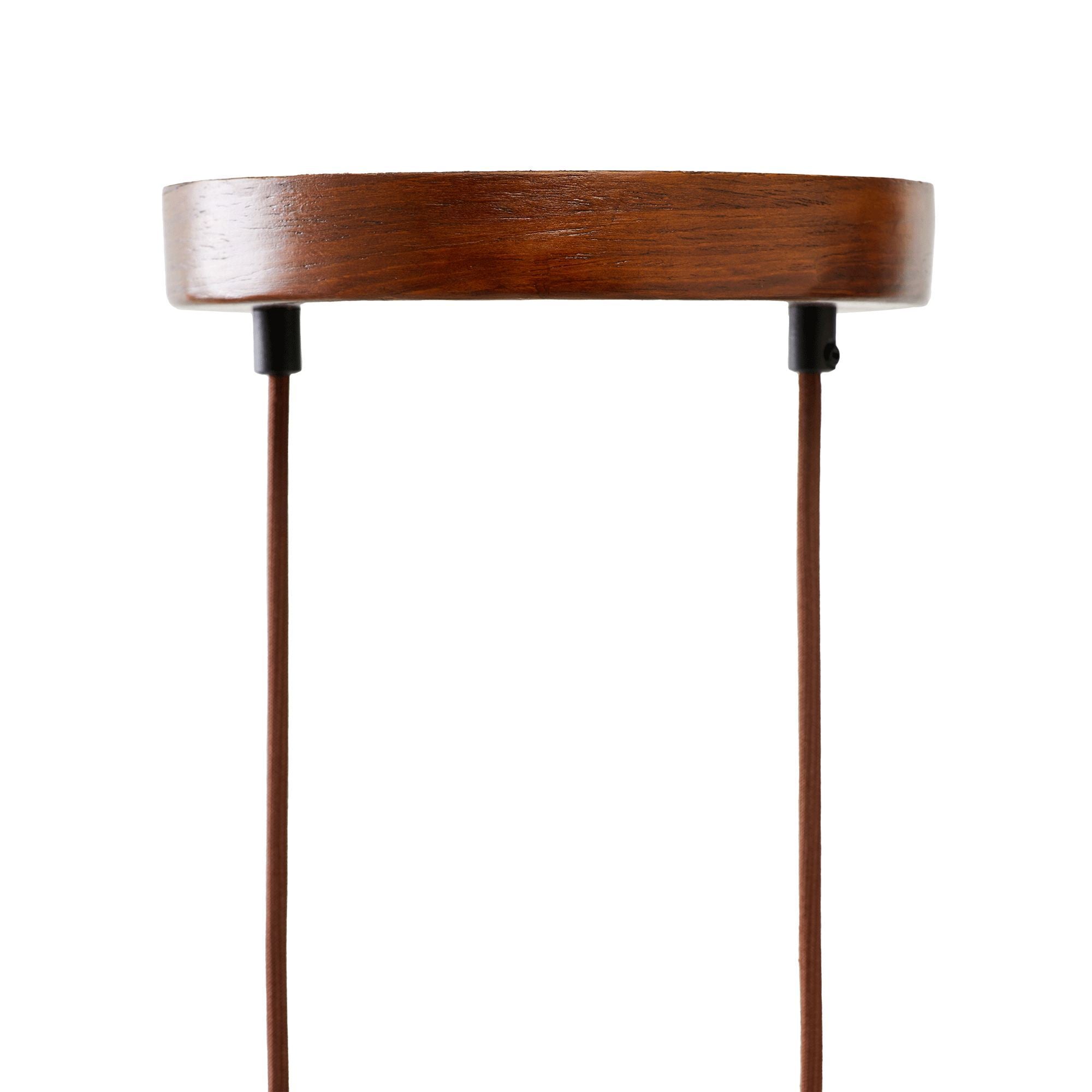 Candeeiro de Teto – 23-153 cm – Bege e Noz – Metal e Folheado de Madeira