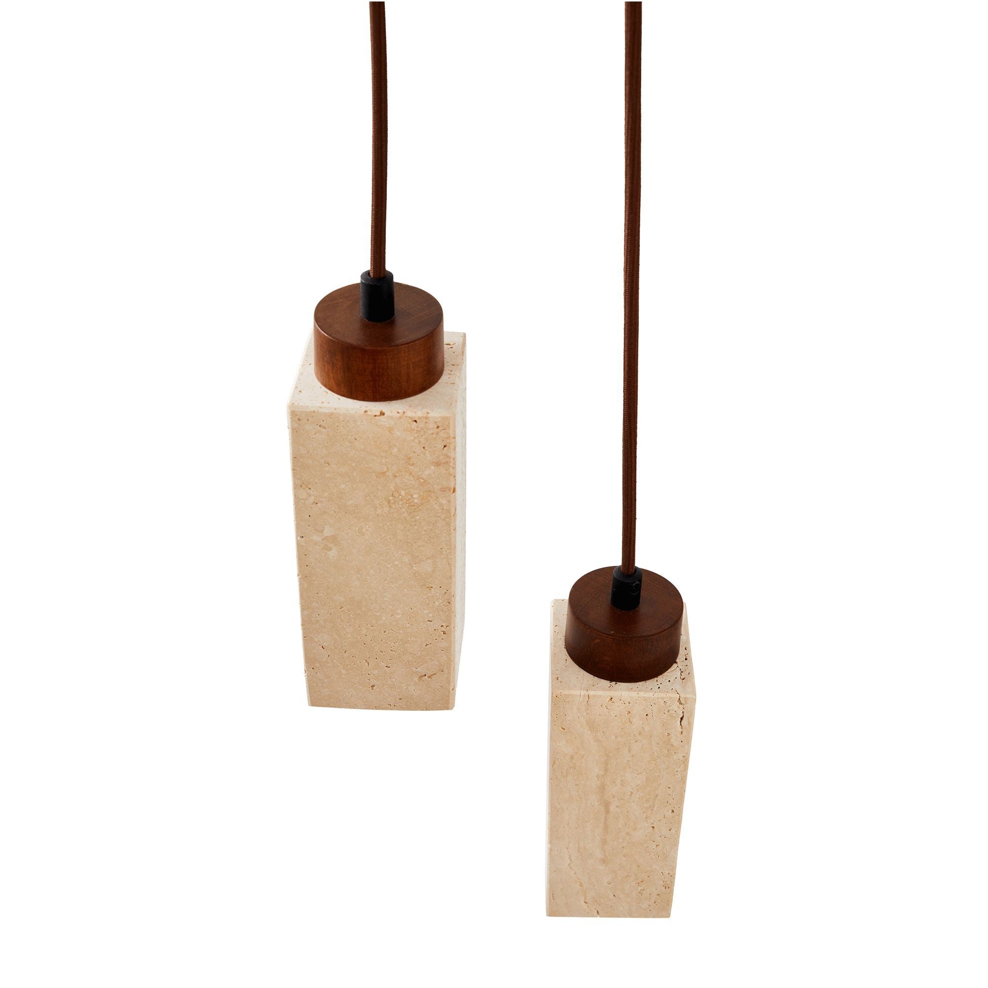 Candeeiro de Teto – 23-153 cm – Bege e Noz – Metal e Folheado de Madeira