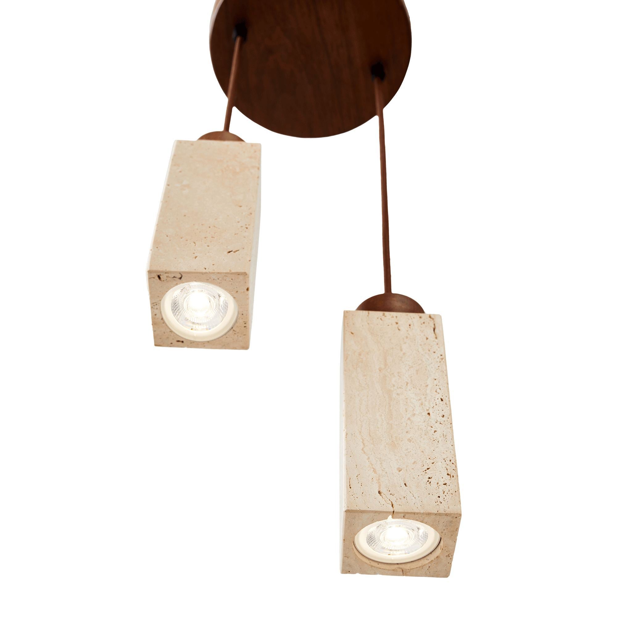 Candeeiro de Teto – 23-153 cm – Bege e Noz – Metal e Folheado de Madeira