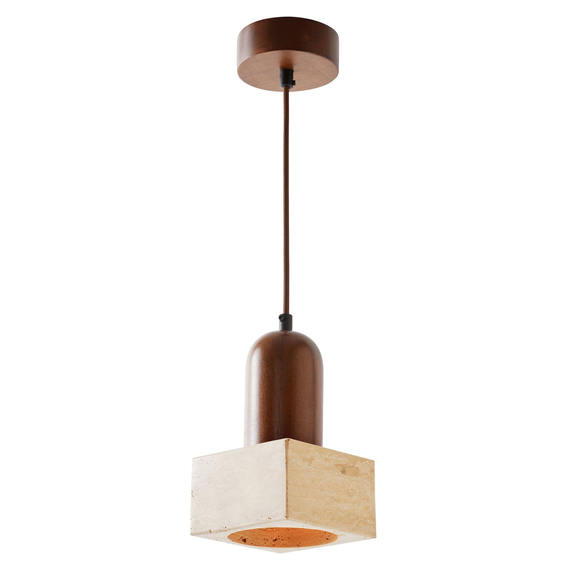 Candeeiro de Teto – 24 - 154 cm – Bege e Nogueira – Madeira