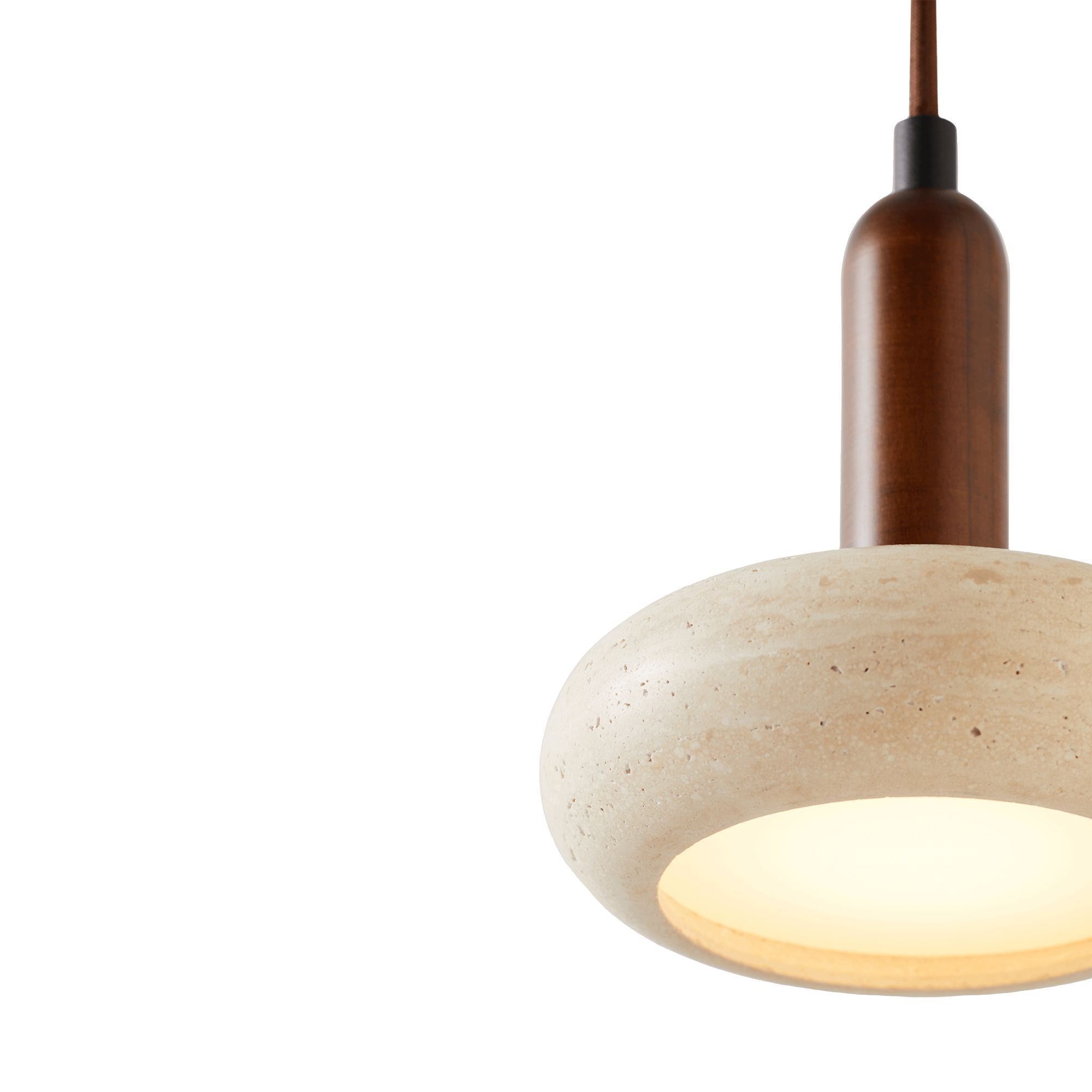 Candeeiro de Teto – 22-152 cm – Bege e Nogueira – Madeira