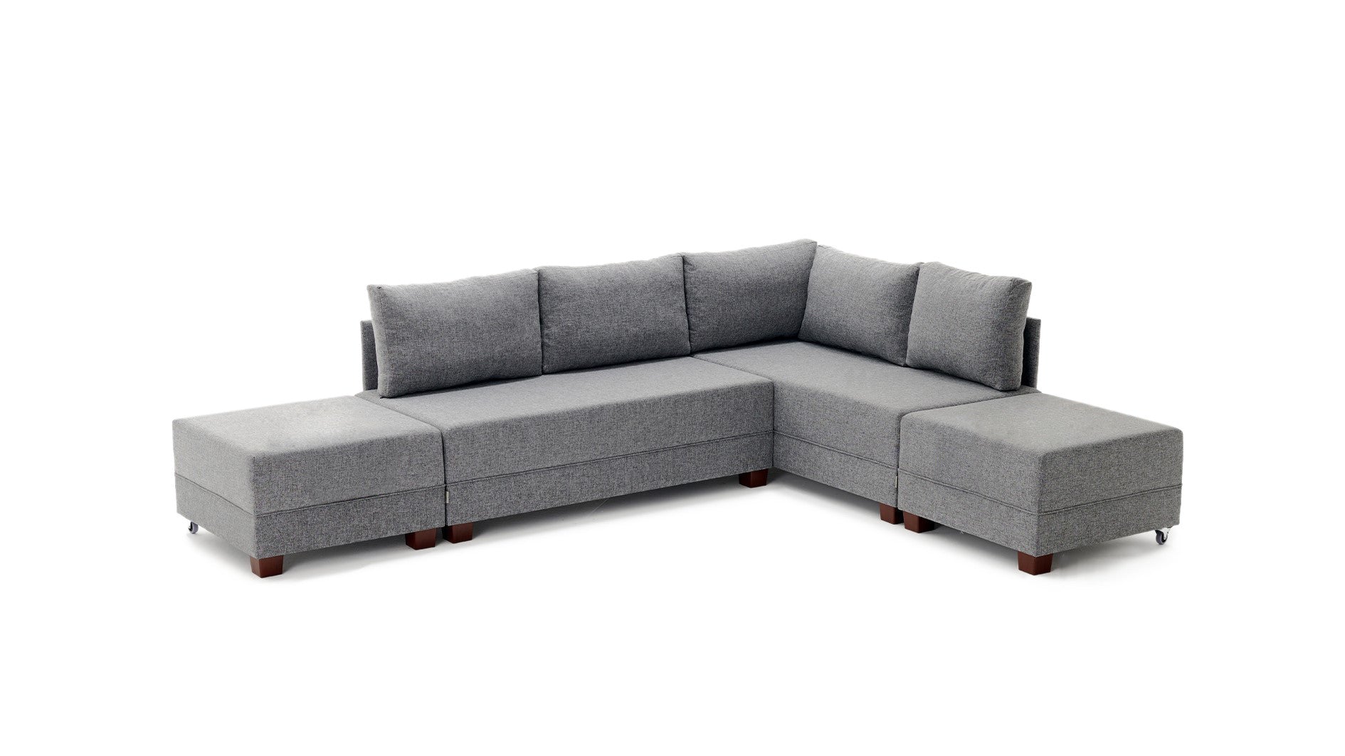 Sofá-cama de canto cinza elegante, 210 cm x 280 cm | 100% poliéster, estrutura de madeira, inclui mesa de apoio | Fácil de limpar, espuma DNS 32 confortável, perfeito para espaços modernos