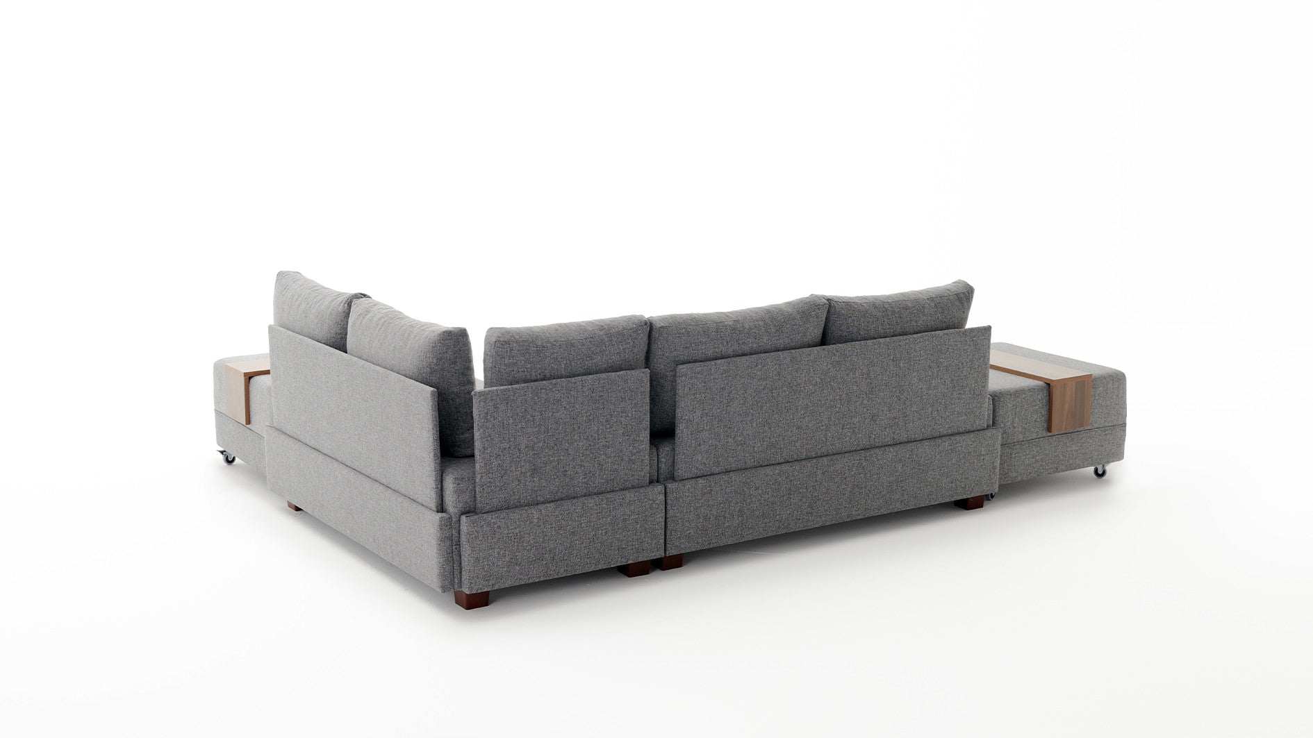 Sofá-cama de canto cinza elegante, 210 cm x 280 cm | 100% poliéster, estrutura de madeira, inclui mesa de apoio | Fácil de limpar, espuma DNS 32 confortável, perfeito para espaços modernos