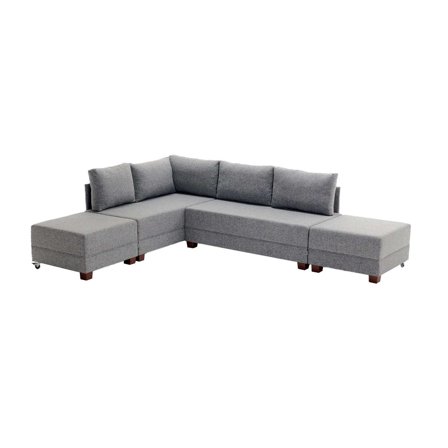 Sofá-cama de canto cinza elegante, 210 cm x 280 cm | 100% poliéster, estrutura de madeira, inclui mesa de apoio | Cama confortável e fácil de limpar, 140 x 190 cm