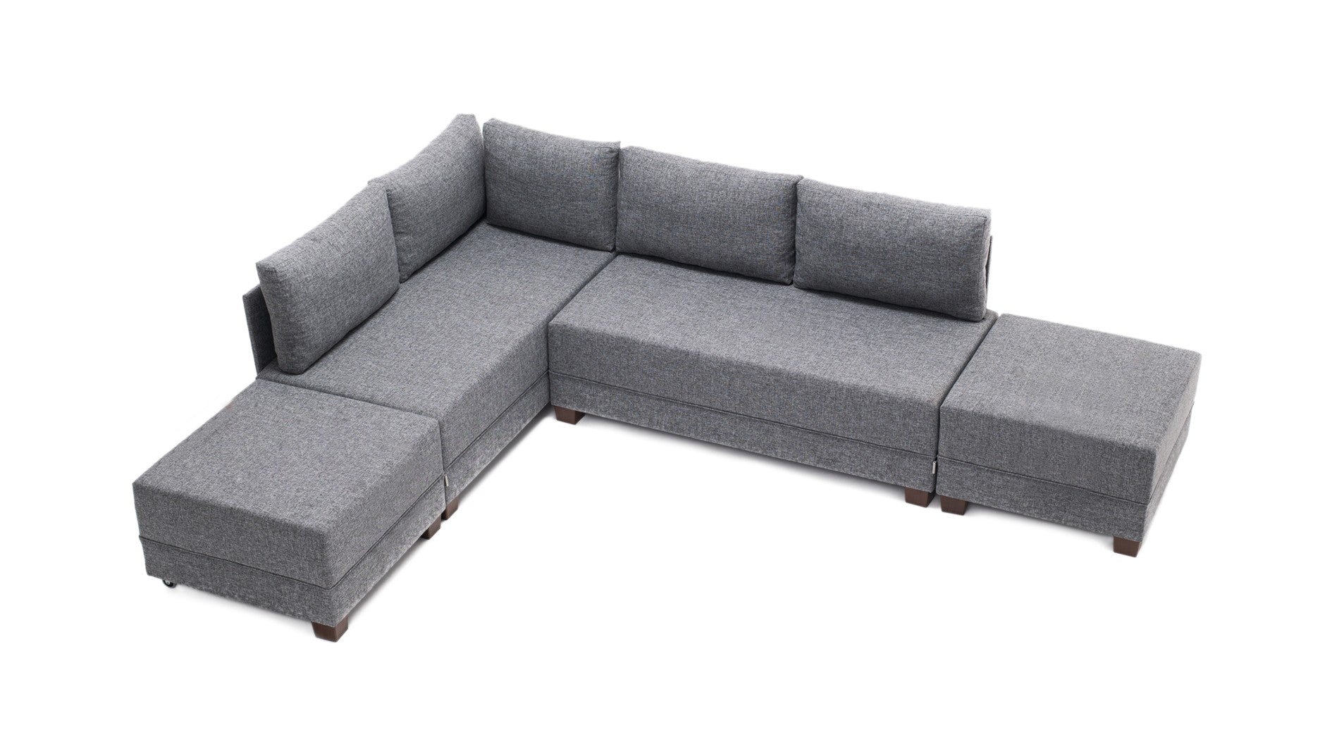 Sofá-cama de canto cinza elegante, 210 cm x 280 cm | 100% poliéster, estrutura de madeira, inclui mesa de apoio | Cama confortável e fácil de limpar, 140 x 190 cm