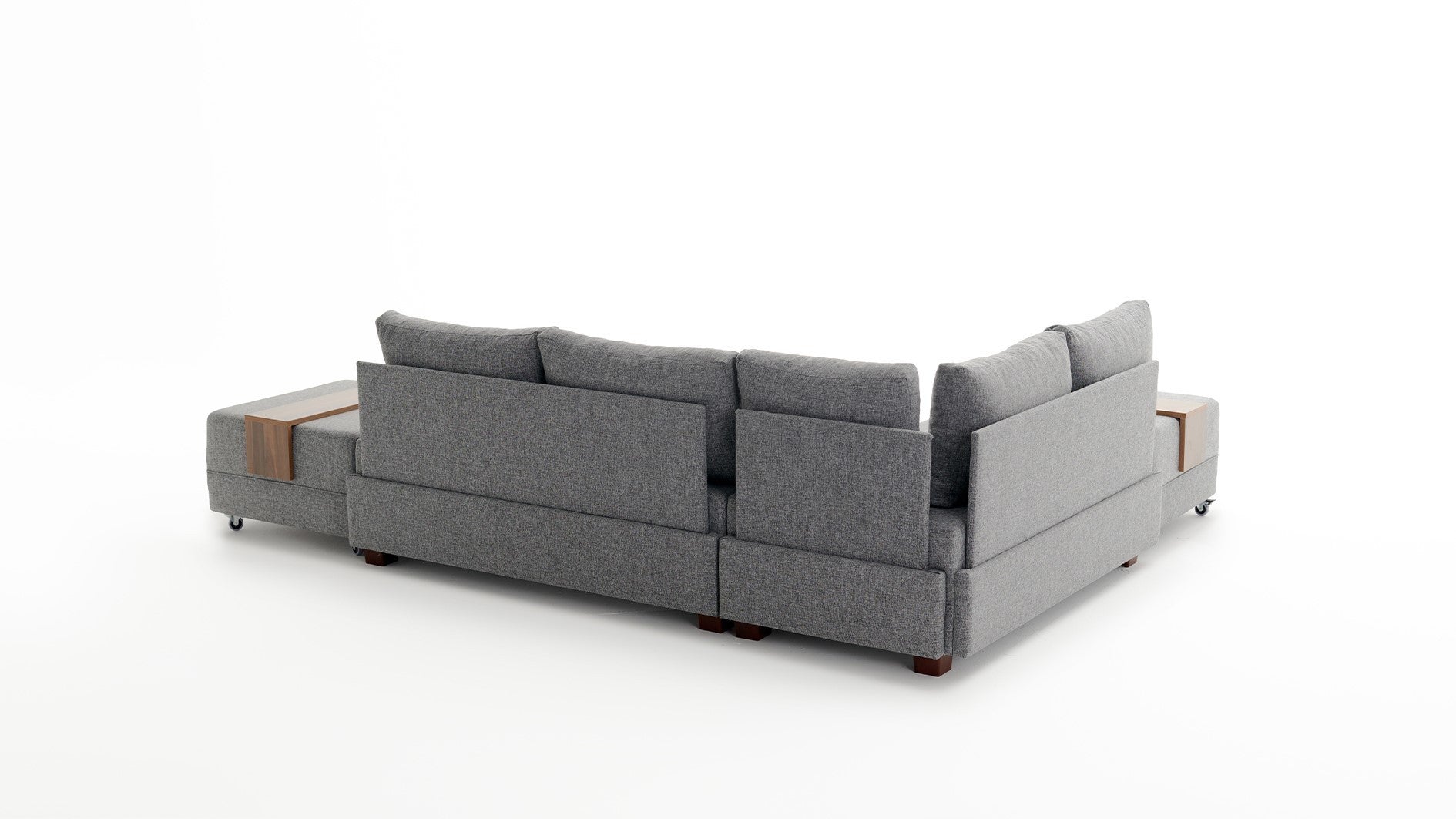 Sofá-cama de canto cinza elegante, 210 cm x 280 cm | 100% poliéster, estrutura de madeira, inclui mesa de apoio | Cama confortável e fácil de limpar, 140 x 190 cm