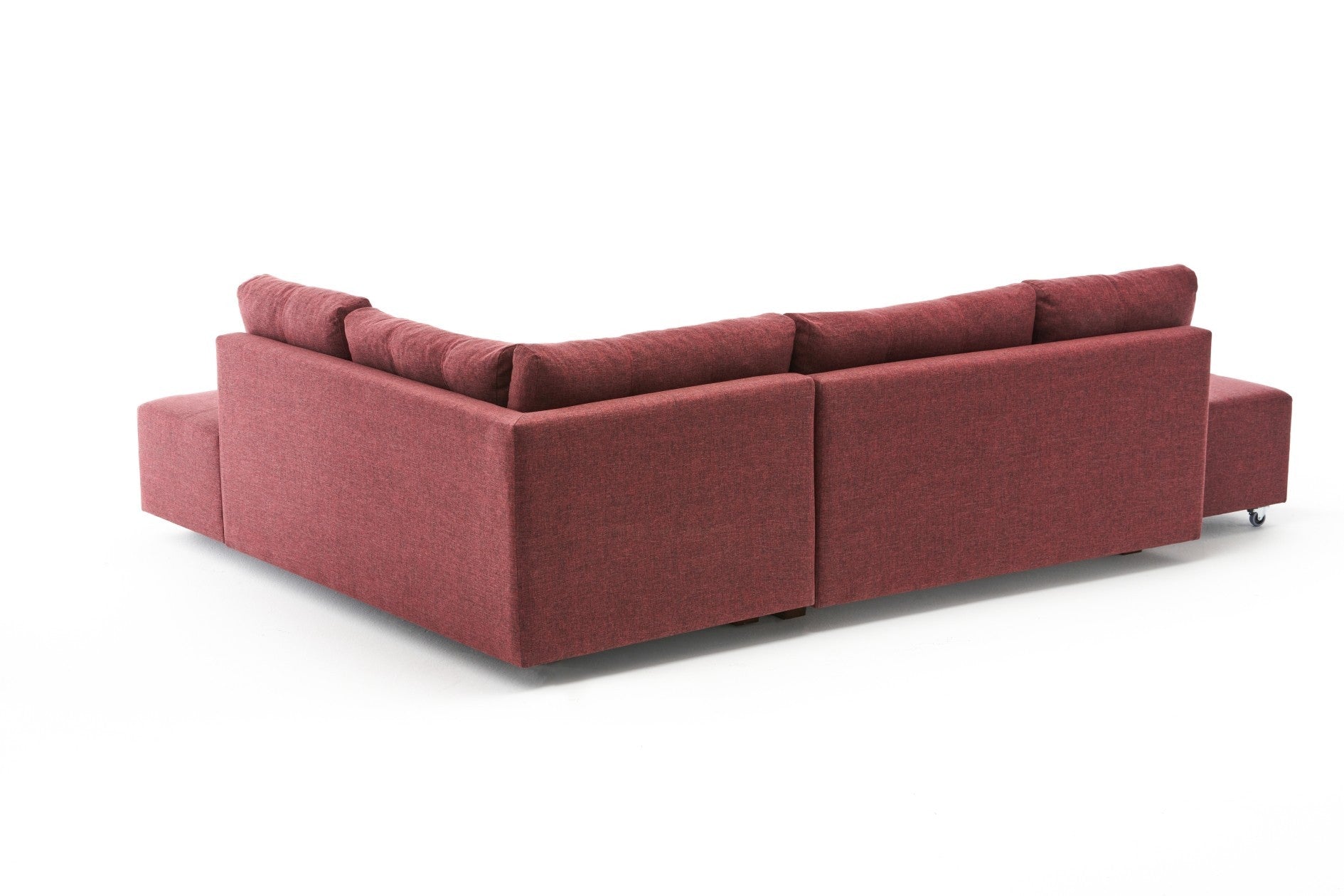 Sofá-cama de canto vermelho Claret, 280 cm | 100% poliéster, espuma DNS 32, tecido fácil de limpar, pernas de nogueira | Elegante e funcional para espaços modernos
