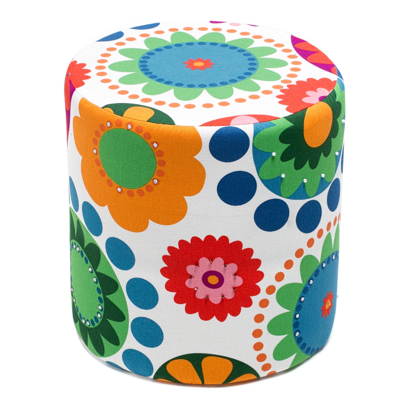 Toalha elegante com estrutura de madeira de faia, 40x40x40 cm | 100% poliéster, fácil de limpar | Design floral colorido, peso máximo de 68 kg | Perfeito para decoração de primavera