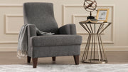 Poltrona Elegante – 76 x 91 x 87 cm – Cinza Escuro – Madeira Maciça e Tecido 100% Poliéster