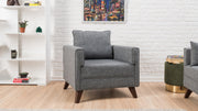 Sofá moderno de 1 lugar, cinza, 82 x 85 x 81 cm | Estrutura de madeira/MDF durável, tecido 100% poliéster, fácil de limpar, design escandinavo elegante, perfeito para casa e hotel