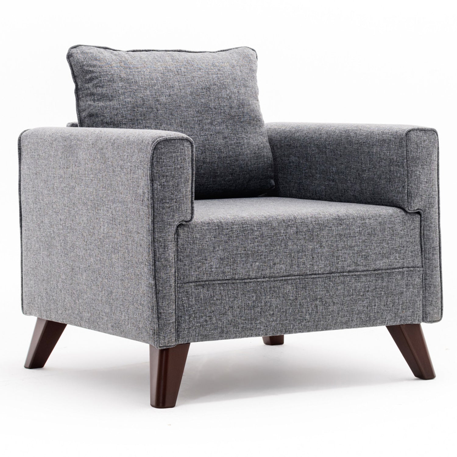 Sofá moderno de 1 lugar, cinza, 82 x 85 x 81 cm | Estrutura de madeira/MDF durável, tecido 100% poliéster, fácil de limpar, design escandinavo elegante, perfeito para casa e hotel