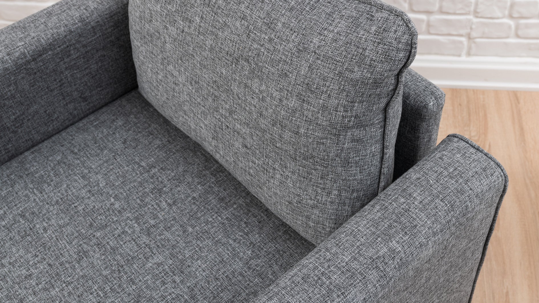 Sofá moderno de 1 lugar, cinza, 82 x 85 x 81 cm | Estrutura de madeira/MDF durável, tecido 100% poliéster, fácil de limpar, design escandinavo elegante, perfeito para casa e hotel