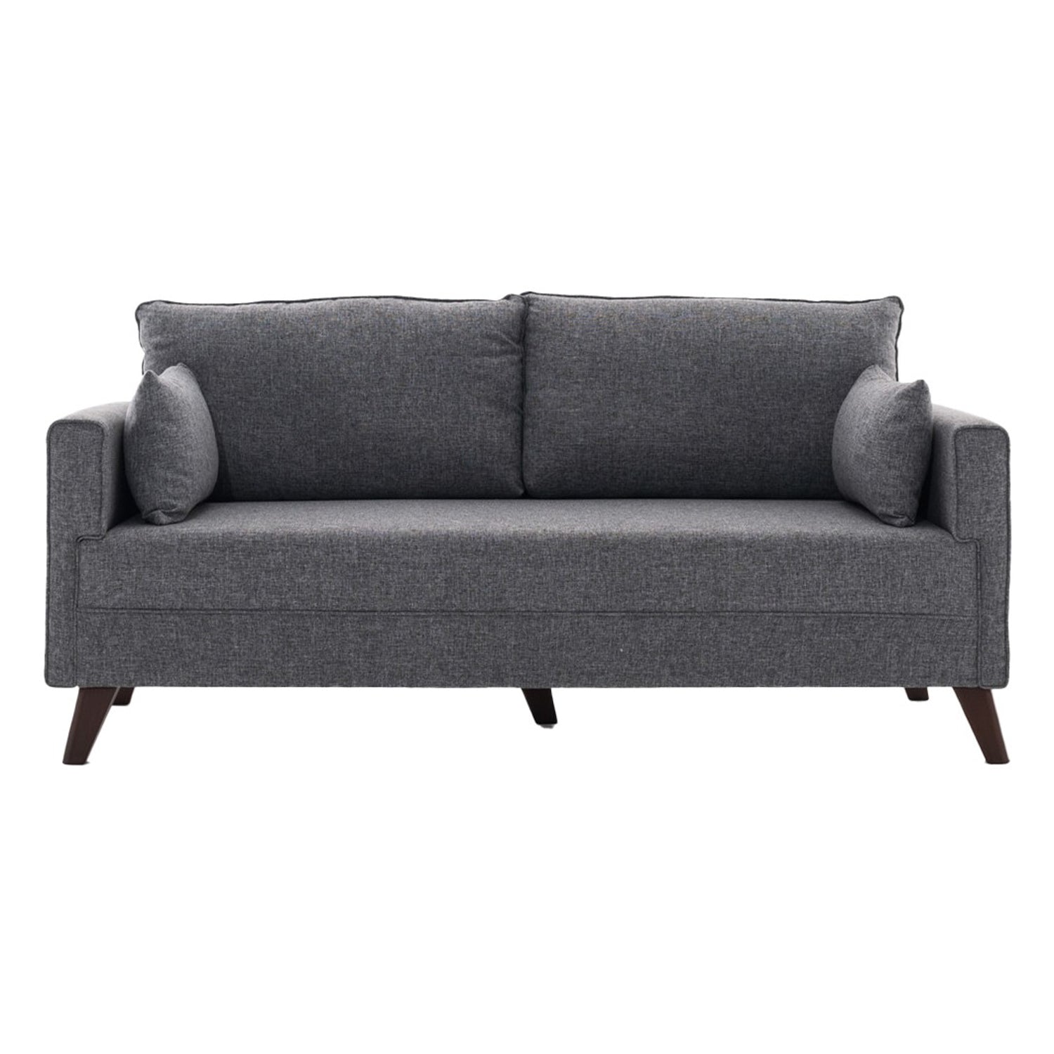 Sofá moderno de 2 lugares, tecido cinza, 177 x 85 x 81 cm | Estrutura de madeira/MDF durável, fácil de limpar, espuma 28 DNS, design escandinavo elegante, perfeito para residências e hotéis
