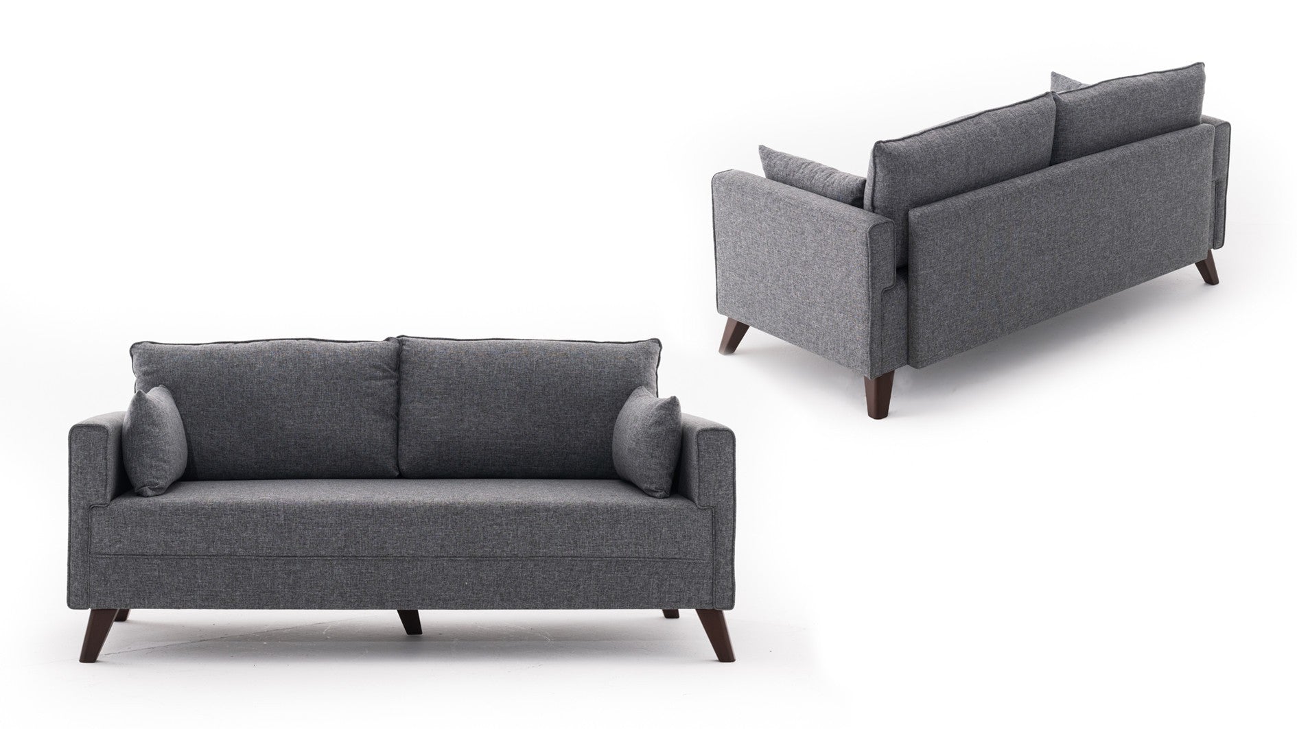 Sofá moderno de 2 lugares, tecido cinza, 177 x 85 x 81 cm | Estrutura de madeira/MDF durável, fácil de limpar, espuma 28 DNS, design escandinavo elegante, perfeito para residências e hotéis
