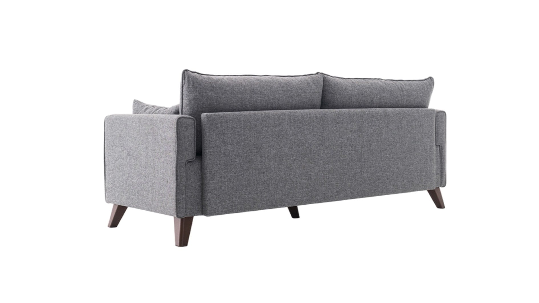 Sofá moderno de 3 lugares, cinza, 208 cm | Estrutura de madeira/MDF, 100% poliéster, fácil de limpar | Espuma 28 DNS, design escandinavo, perfeito para casa e hotel