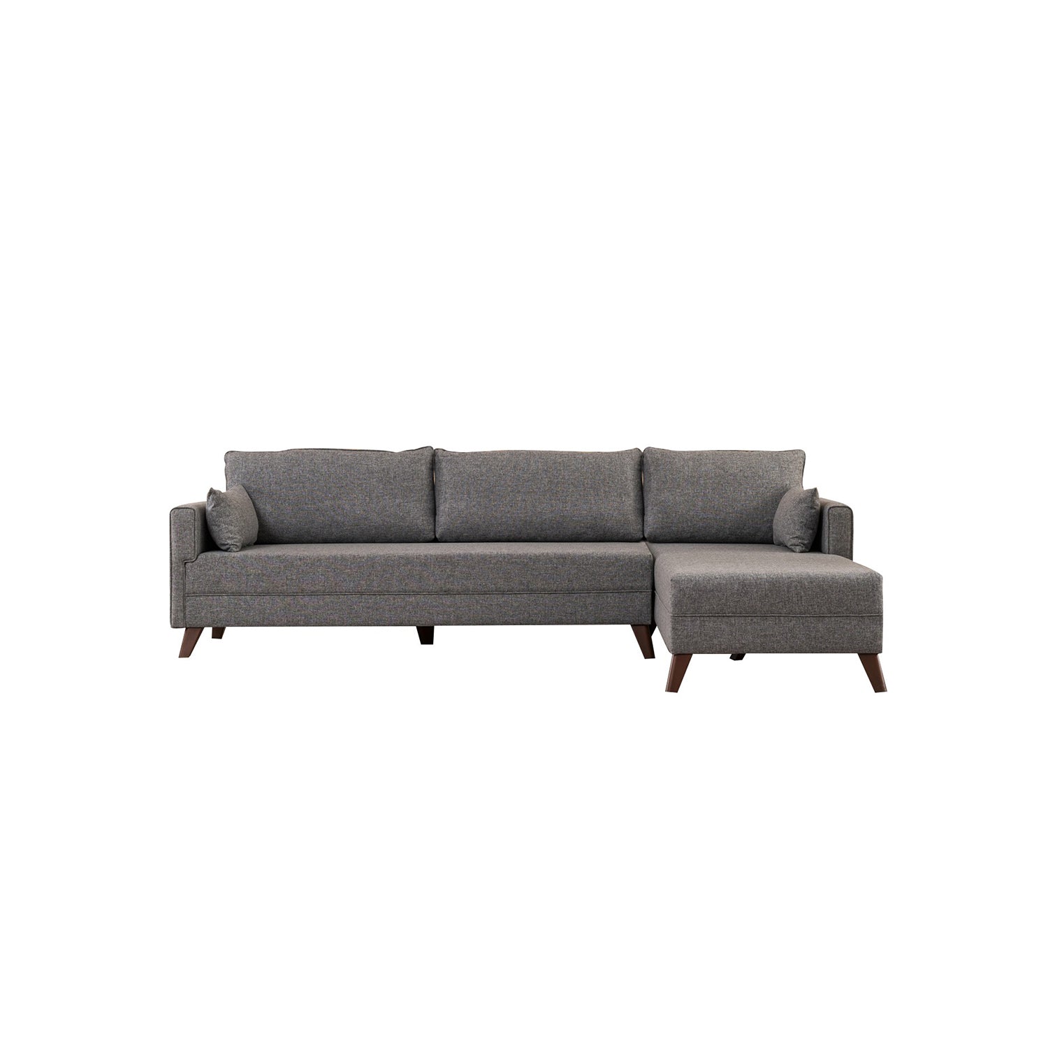 Sofá de canto moderno, cinza, 275 cm | 100% poliéster, espuma 28 DNS, fácil de limpar | Cor sólida, design escandinavo, perfeito para sala de estar e sala de estar
