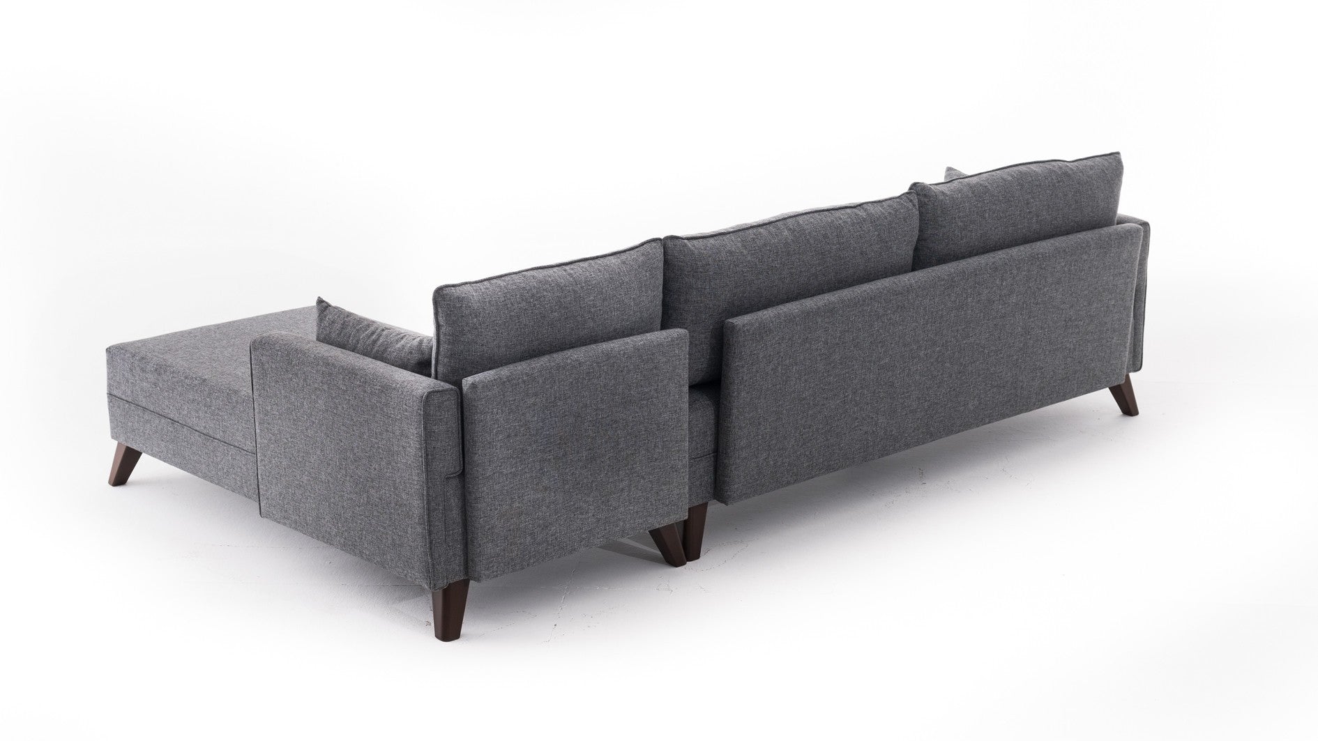 Sofá de canto moderno, cinza, 275 cm | 100% poliéster, espuma 28 DNS, fácil de limpar | Cor sólida, design escandinavo, perfeito para sala de estar e sala de estar