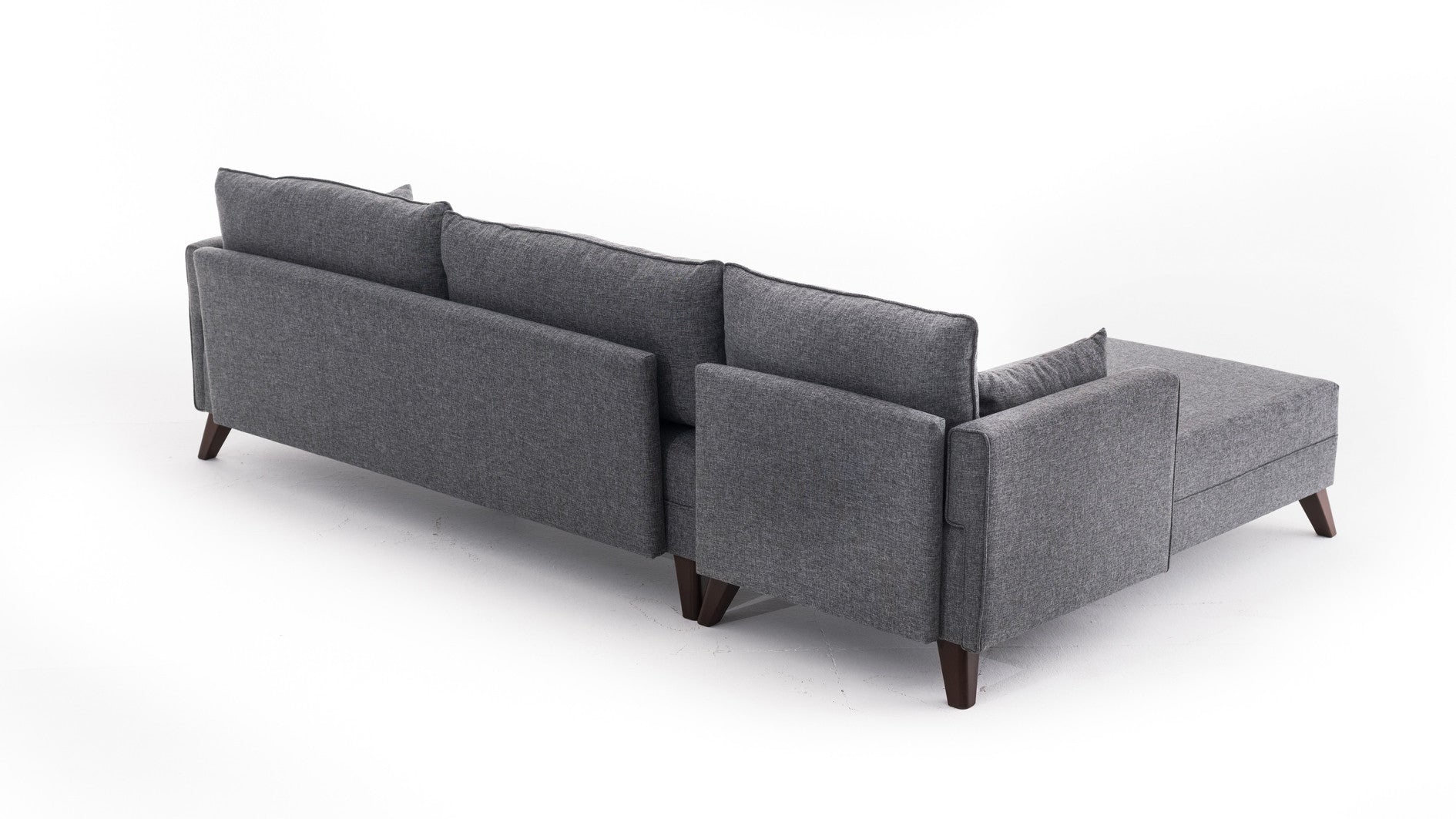 Sofá de canto moderno, cinza, 275 cm | 100% poliéster, espuma 28 DNS, fácil de limpar | Cor sólida, design escandinavo, perfeito para sala de estar e sala de estar