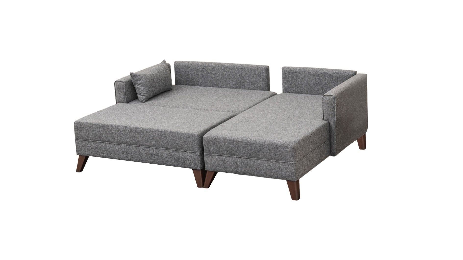 Sofá-cama de canto moderno, tecido cinza, 205 x 85 x 140 cm | 100% poliéster, espuma 28 DNS, fácil de limpar, design escandinavo elegante, perfeito para espaços pequenos