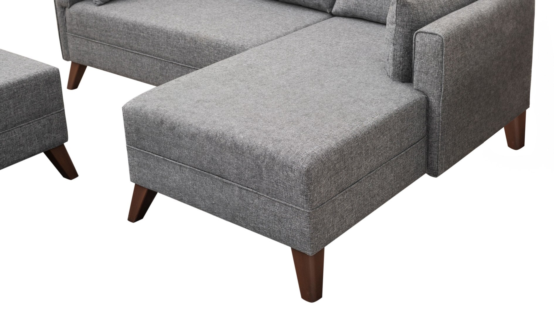 Sofá-cama de canto moderno, tecido cinza, 205 x 85 x 140 cm | 100% poliéster, espuma 28 DNS, fácil de limpar, design escandinavo elegante, perfeito para espaços pequenos