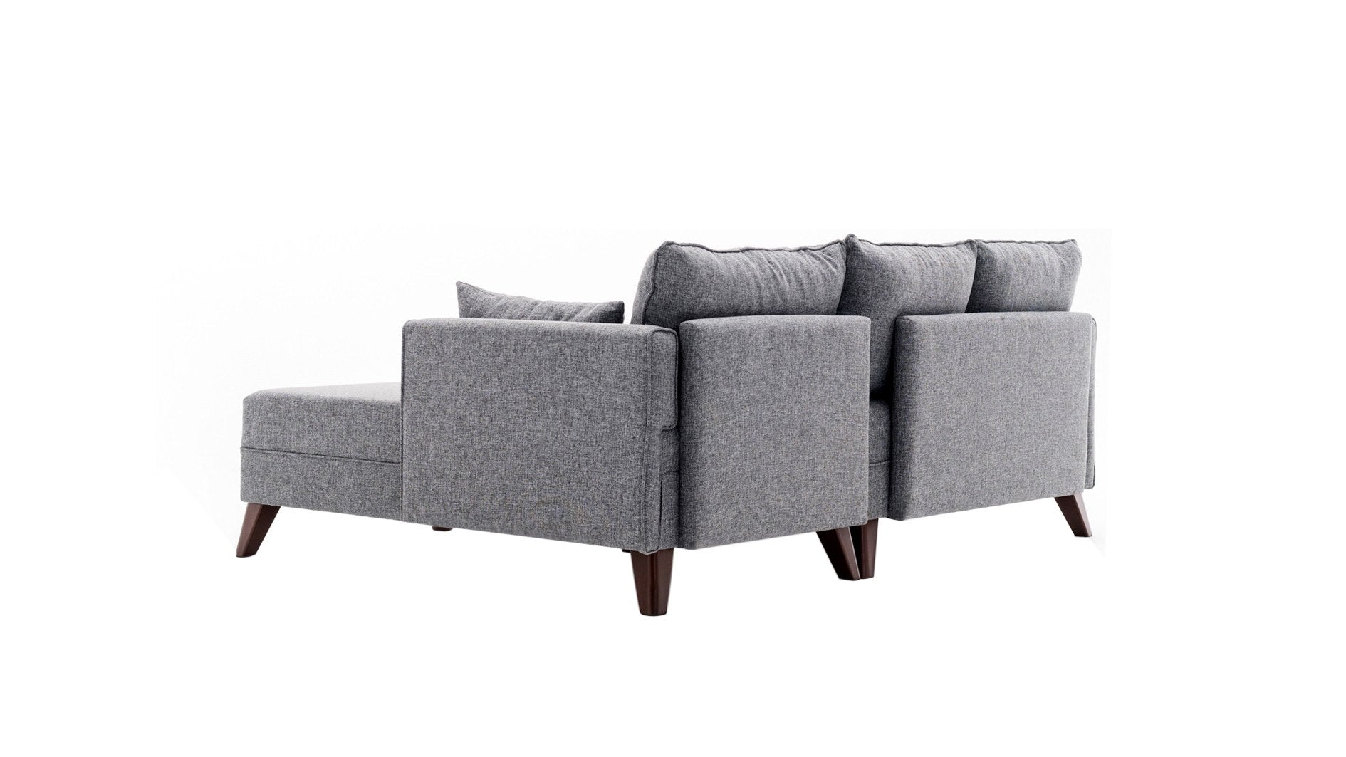 Sofá-cama de canto moderno, tecido cinza, 205 x 85 x 140 cm | 100% poliéster, espuma 28 DNS, fácil de limpar, design escandinavo elegante, perfeito para espaços pequenos
