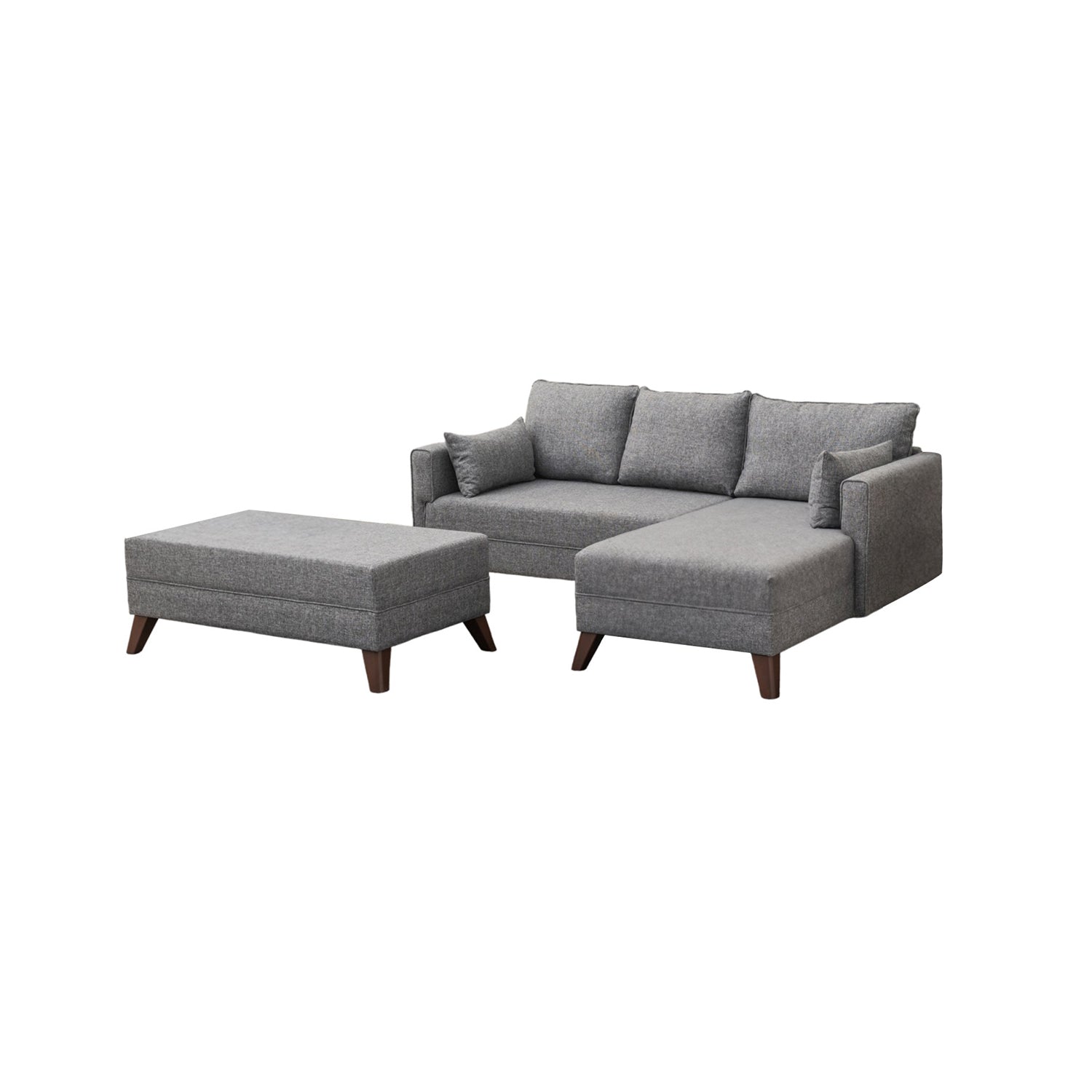Sofá-cama de canto moderno, tecido cinza, 205 x 85 x 140 cm | 100% poliéster, espuma 28 DNS, fácil de limpar, design escandinavo elegante, perfeito para espaços pequenos