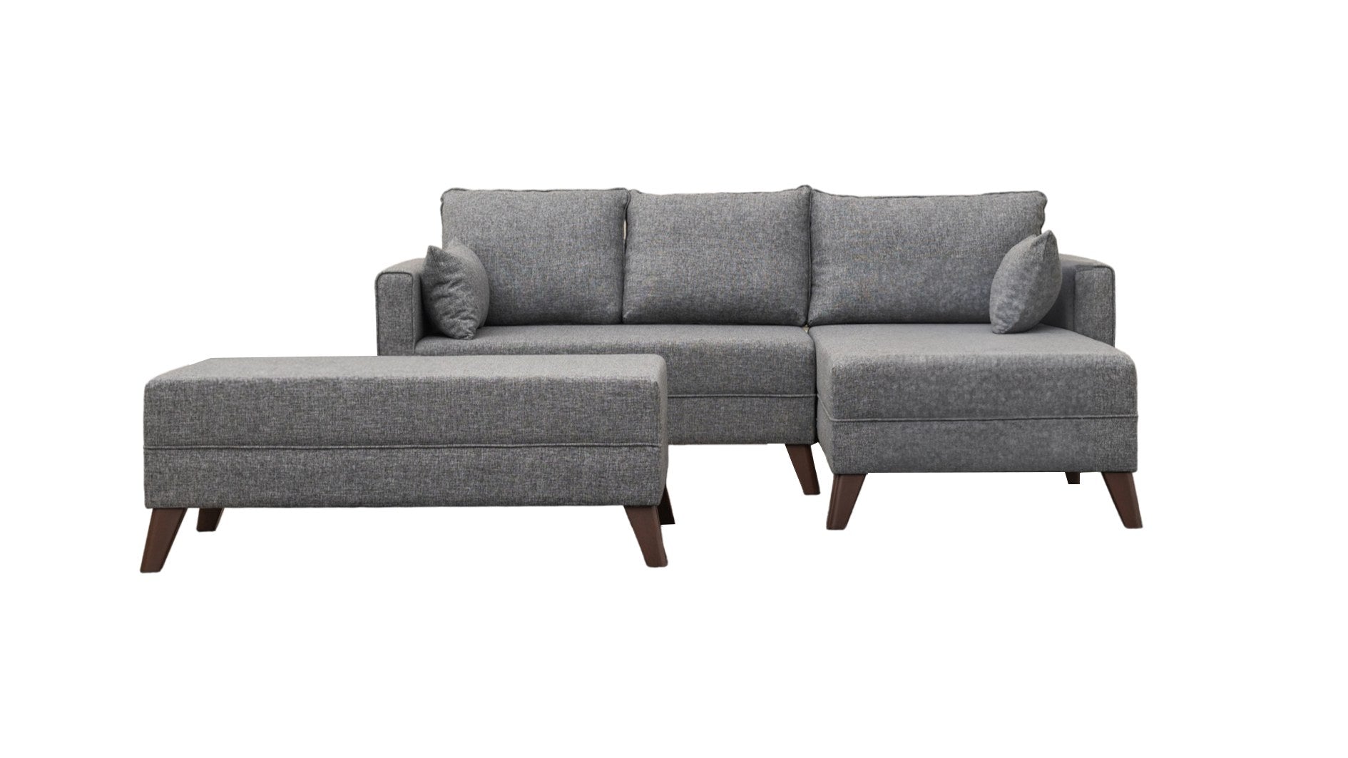 Sofá-cama de canto moderno, tecido cinza, 205 x 85 x 140 cm | 100% poliéster, espuma 28 DNS, fácil de limpar, design escandinavo elegante, perfeito para espaços pequenos