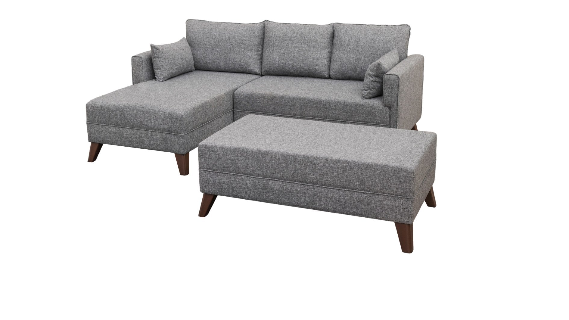 Sofá-cama de canto moderno, tecido cinza, 205 x 85 x 140 cm | 100% poliéster, espuma 28 DNS, fácil de limpar, design escandinavo elegante, perfeito para espaços pequenos