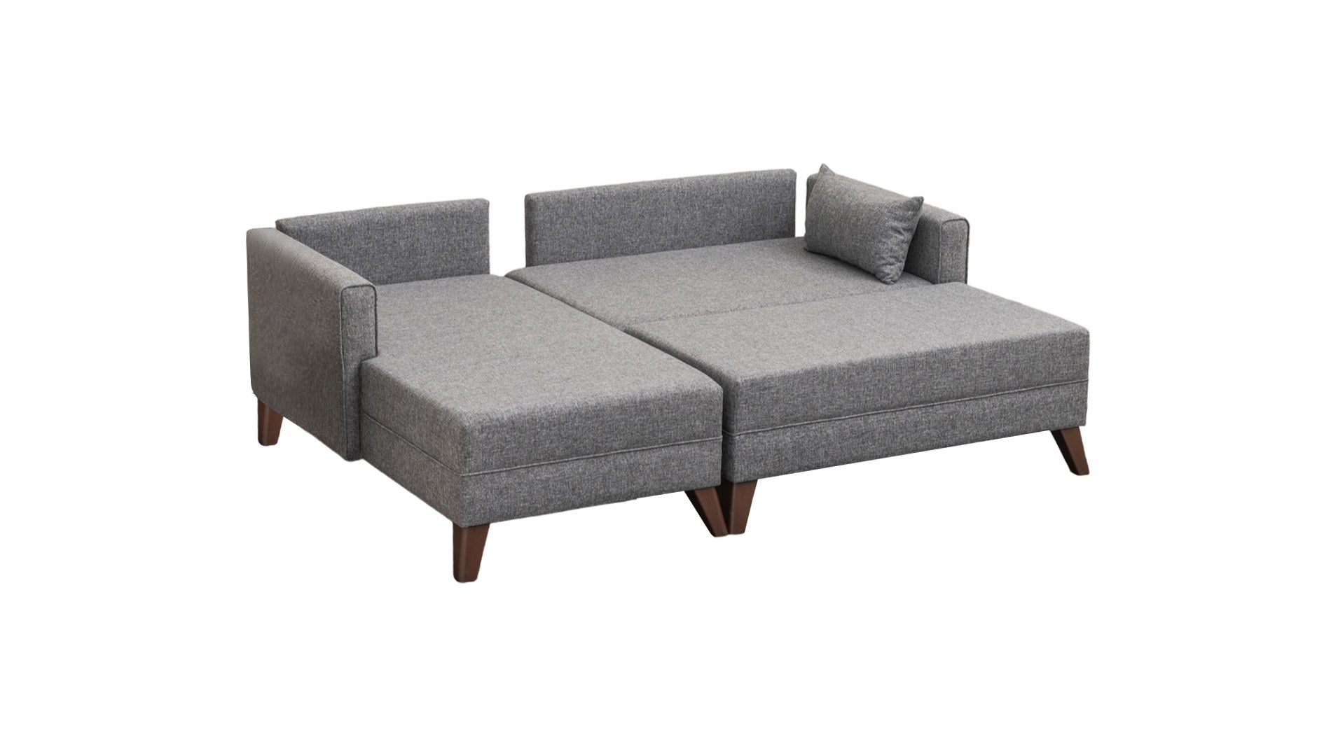 Sofá-cama de canto moderno, tecido cinza, 205 x 85 x 140 cm | 100% poliéster, espuma 28 DNS, fácil de limpar, design escandinavo elegante, perfeito para espaços pequenos