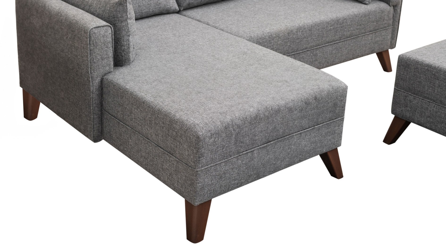 Sofá-cama de canto moderno, tecido cinza, 205 x 85 x 140 cm | 100% poliéster, espuma 28 DNS, fácil de limpar, design escandinavo elegante, perfeito para espaços pequenos