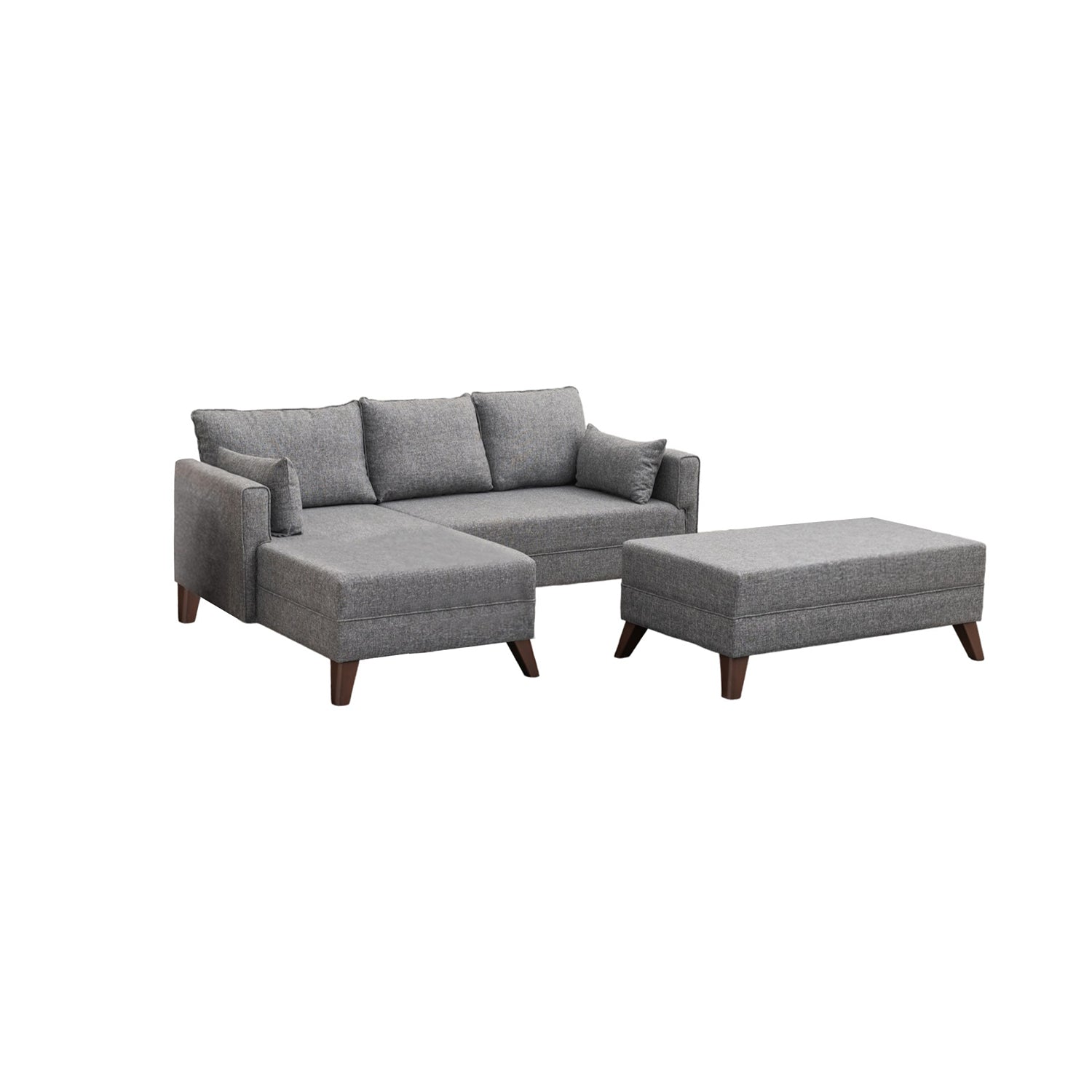 Sofá-cama de canto moderno, tecido cinza, 205 x 85 x 140 cm | 100% poliéster, espuma 28 DNS, fácil de limpar, design escandinavo elegante, perfeito para espaços pequenos