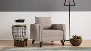 Sofá moderno de 1 lugar, cor creme, 82 x 85 x 81 cm | Estrutura de madeira/MDF durável, tecido 100% poliéster, fácil de limpar | Design escandinavo elegante para residências e hotéis