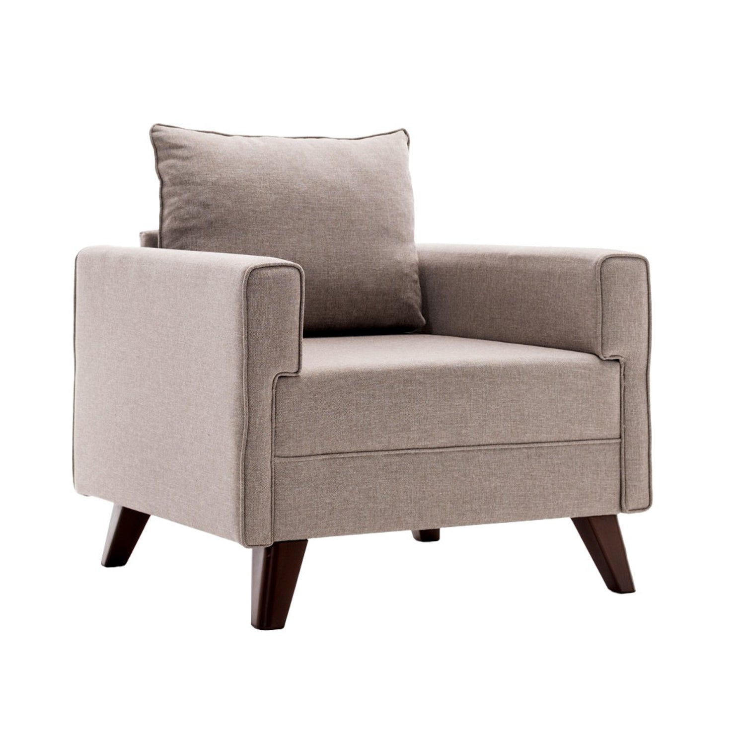 Sofá moderno de 1 lugar, cor creme, 82 x 85 x 81 cm | Estrutura de madeira/MDF durável, tecido 100% poliéster, fácil de limpar | Design escandinavo elegante para residências e hotéis