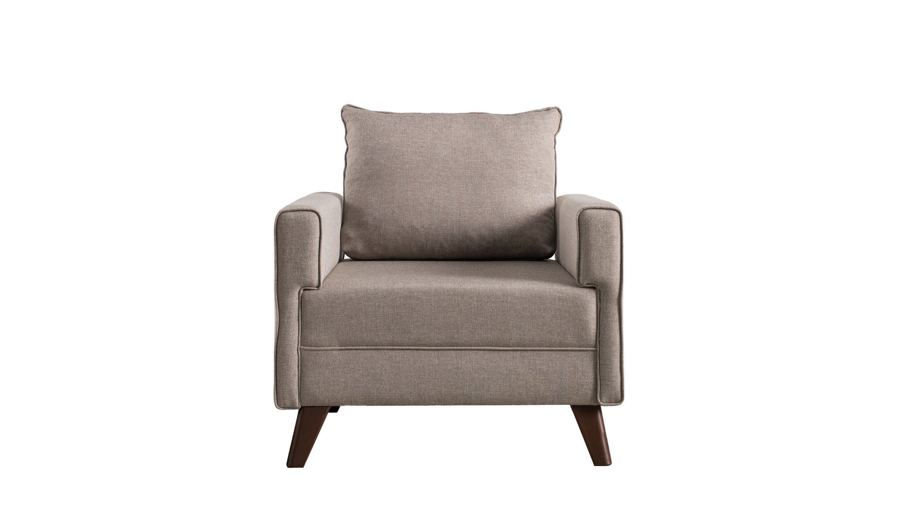 Sofá moderno de 1 lugar, cor creme, 82 x 85 x 81 cm | Estrutura de madeira/MDF durável, tecido 100% poliéster, fácil de limpar | Design escandinavo elegante para residências e hotéis