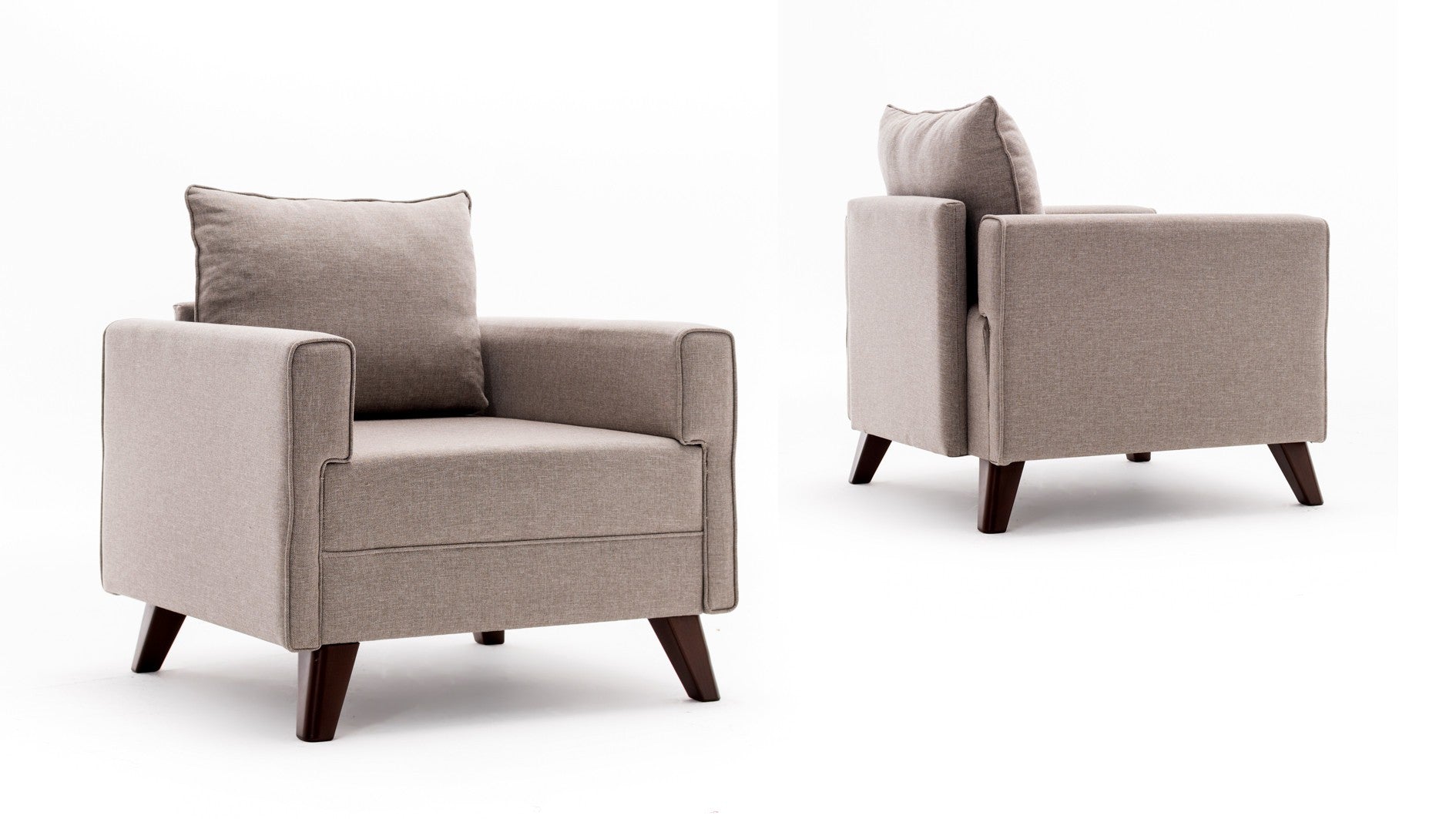 Sofá moderno de 1 lugar, cor creme, 82 x 85 x 81 cm | Estrutura de madeira/MDF durável, tecido 100% poliéster, fácil de limpar | Design escandinavo elegante para residências e hotéis