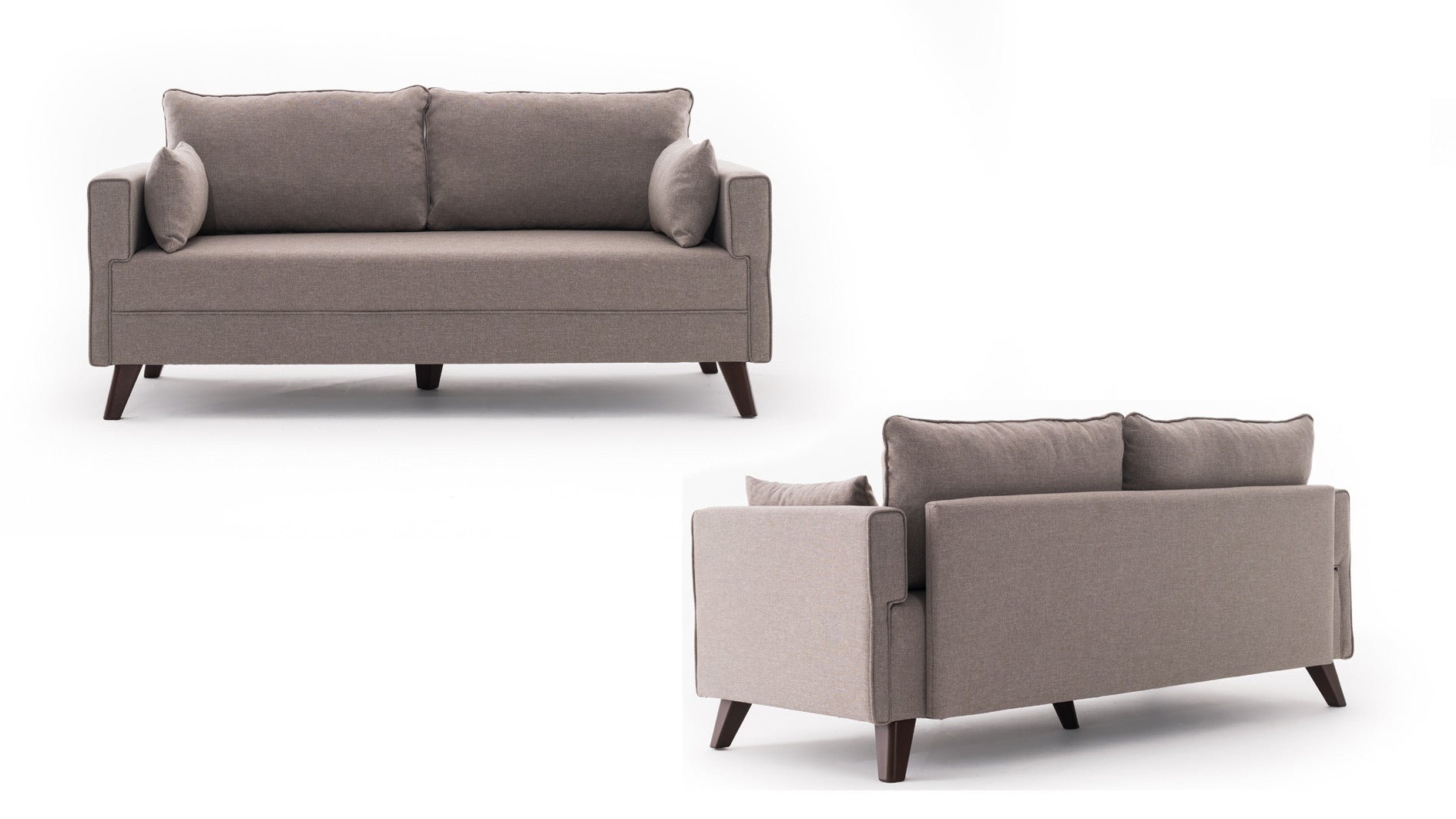 Sofá moderno de 2 lugares, cor creme, 177 x 85 x 81 cm | Estrutura de madeira/MDF durável, 100% poliéster, fácil de limpar, design escandinavo elegante, perfeito para hotéis e residências